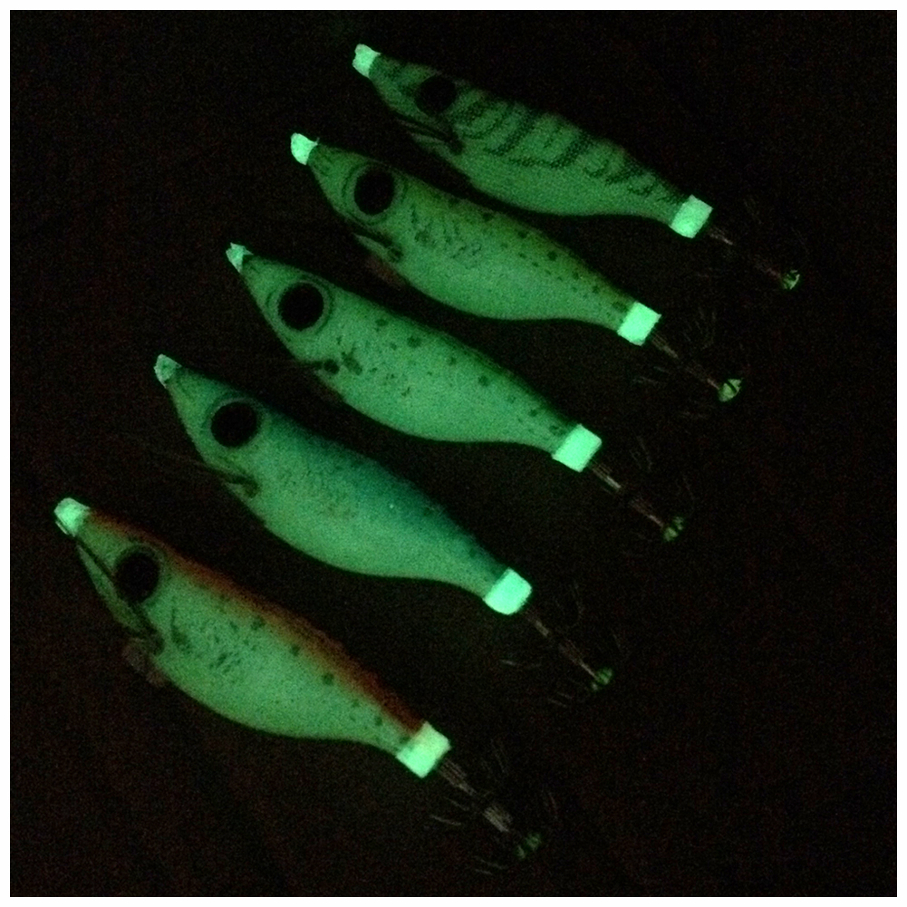 FREE FISHER Fishing Luminous Squid Wood Shrimp Lures Octopus Squids Cuttlefish Jigs Lures Spinnerbait Wood Shrimp Jig Hooks for Sea Fishing