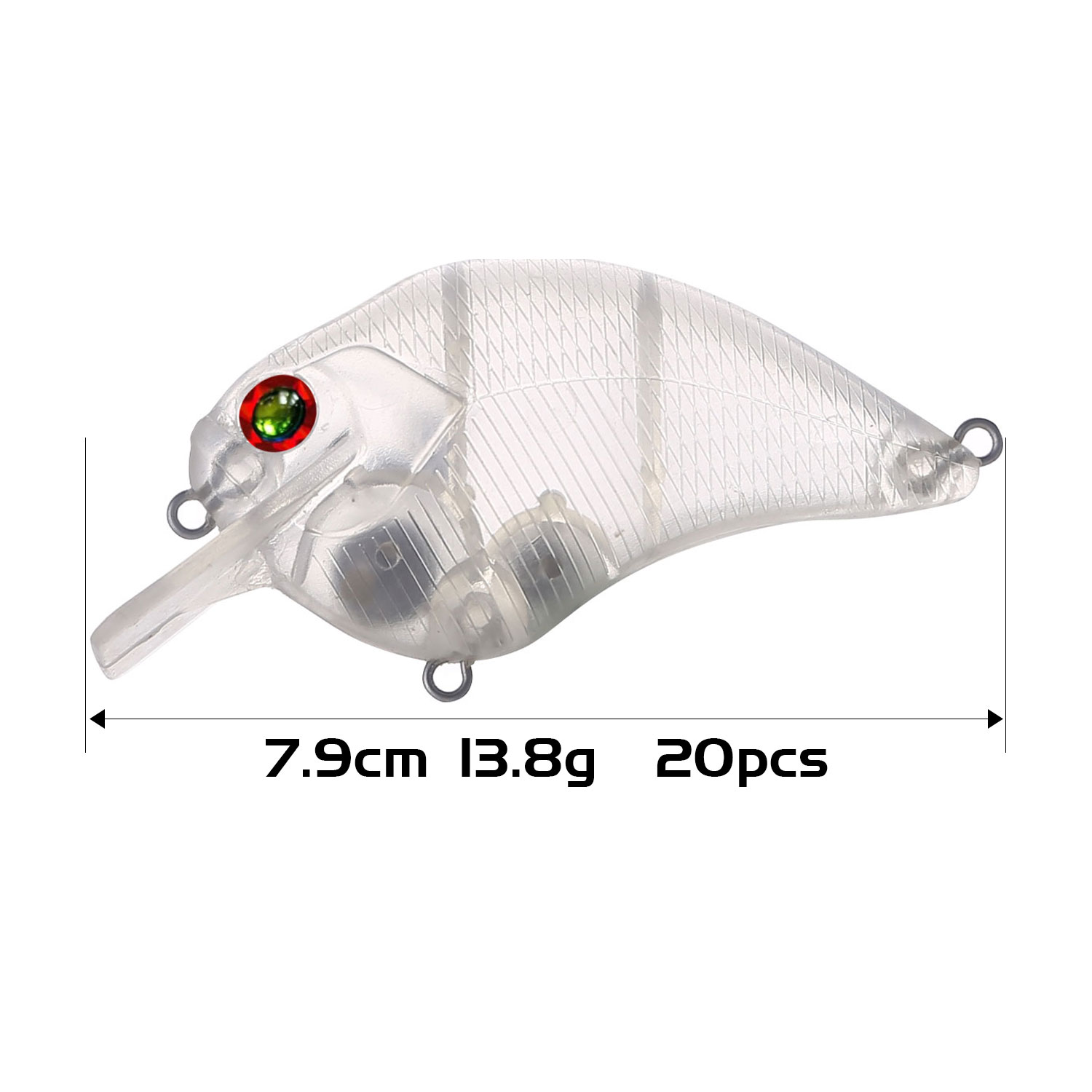 FREE FISHER 20pcs/Lot 7.9cm 13.8g Fishing Blank Lures Unpainted Lures  Transparent Crankbaits Plastic Fishbaits DIY Bait Embryo for Fishing Bass