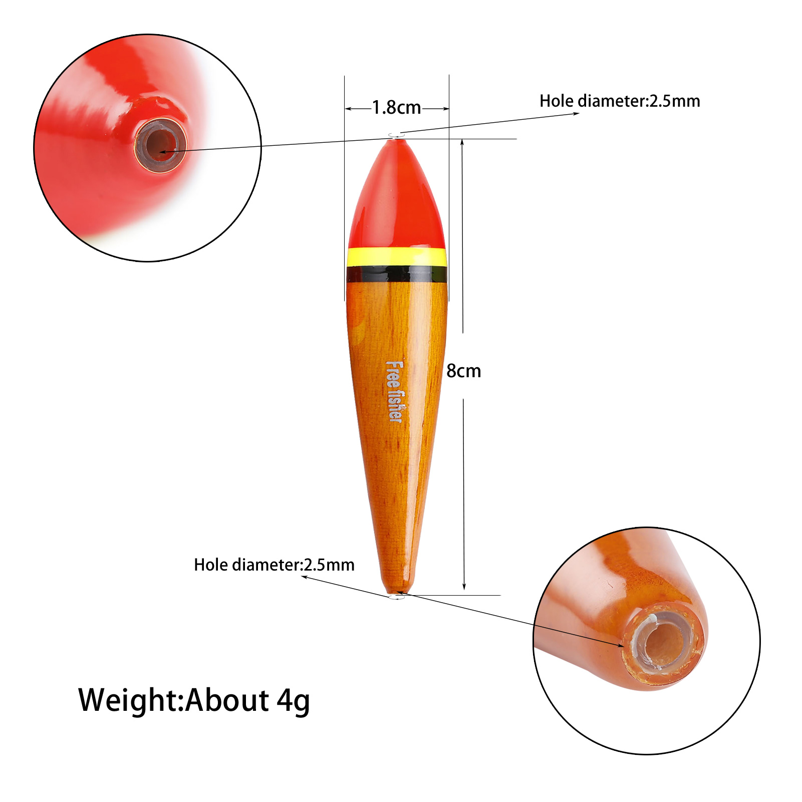 FREE FISHER Fishing Wood Floats Lightweight Bobbers Cork Vertical Buoy Set Long Tail Antenna Colored Stopper Copper Swivel for Bass/Carp