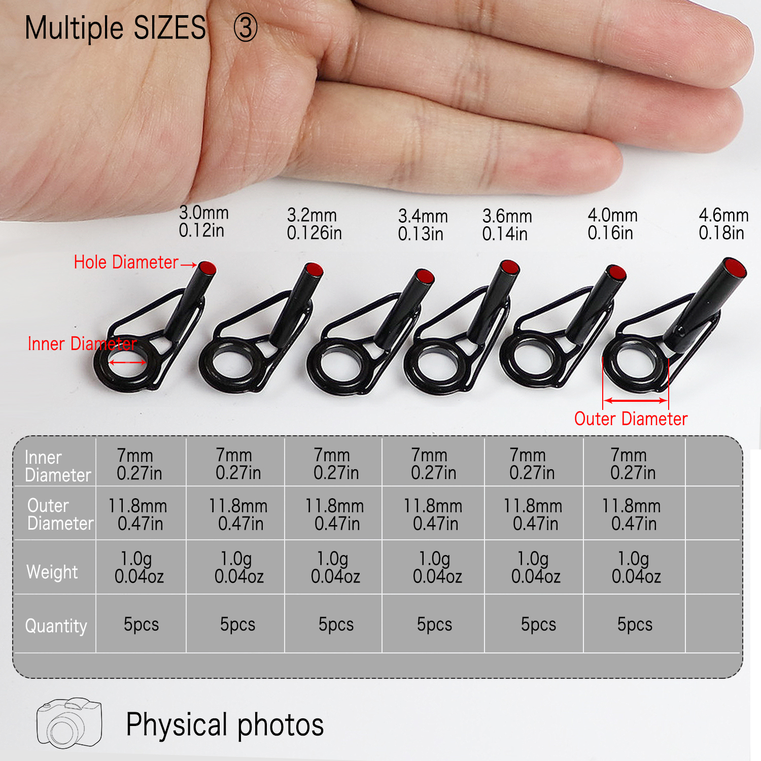 FREE FISHER Fishing Rod Guides Ring 30pcs/Box Stainless Steel Wear Resistant Ceramic Guide Ring Rod Repair Replacement Kit Top Tips 18mm~46mm