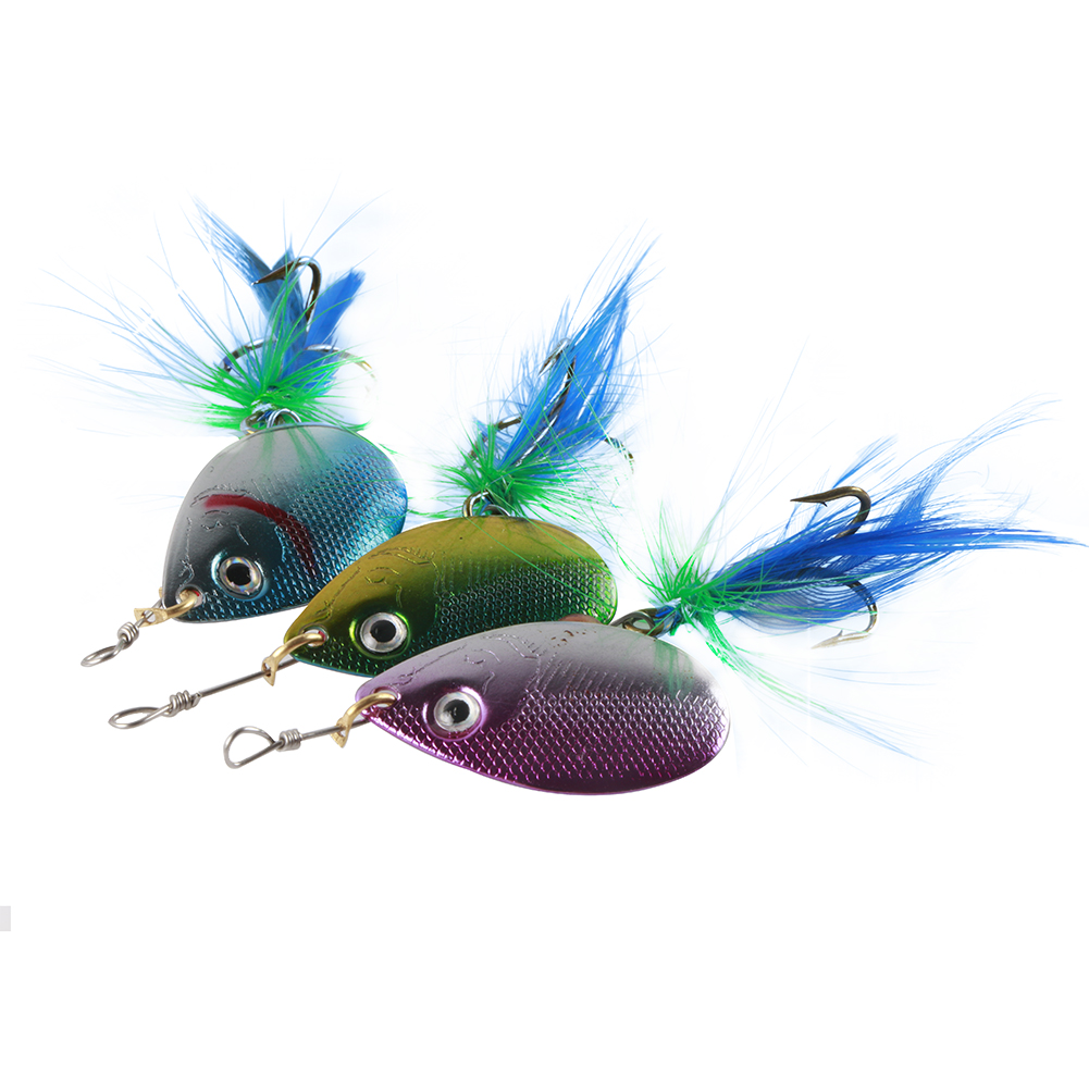 FREE FISHER 30pcs Metal Spoon Lures Fishing Spinnerbaits Kit Rotation Sequins Swimbait wuth Feather Hooks for Trout Pike Salmon Bass