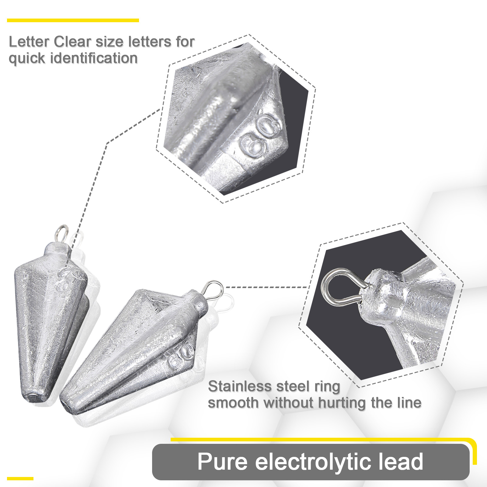 FREE FISHER Fishing Weights Set Diamond Big Heavy Quadrangle Lead Sinkers Flipping 40/50/60/80/100/120g Drop Shot for Sea Fishing