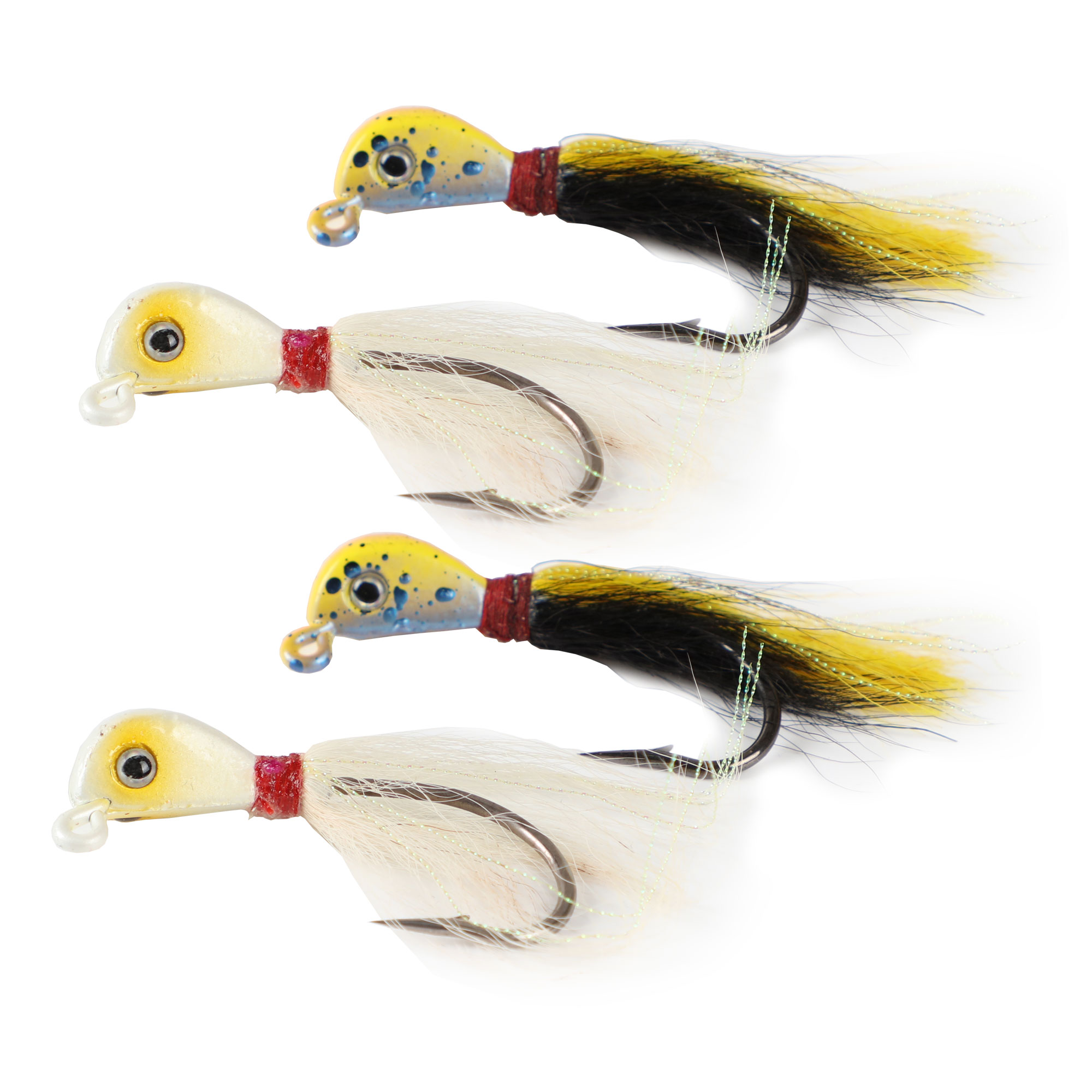 FREE FISHER 4pcs/pack Jig Head Fishing Lure with Feather Skirt Lead jig Lead Fish Jigging Lures Artificial Baits Fishing Tackle 7.5cm 25g 