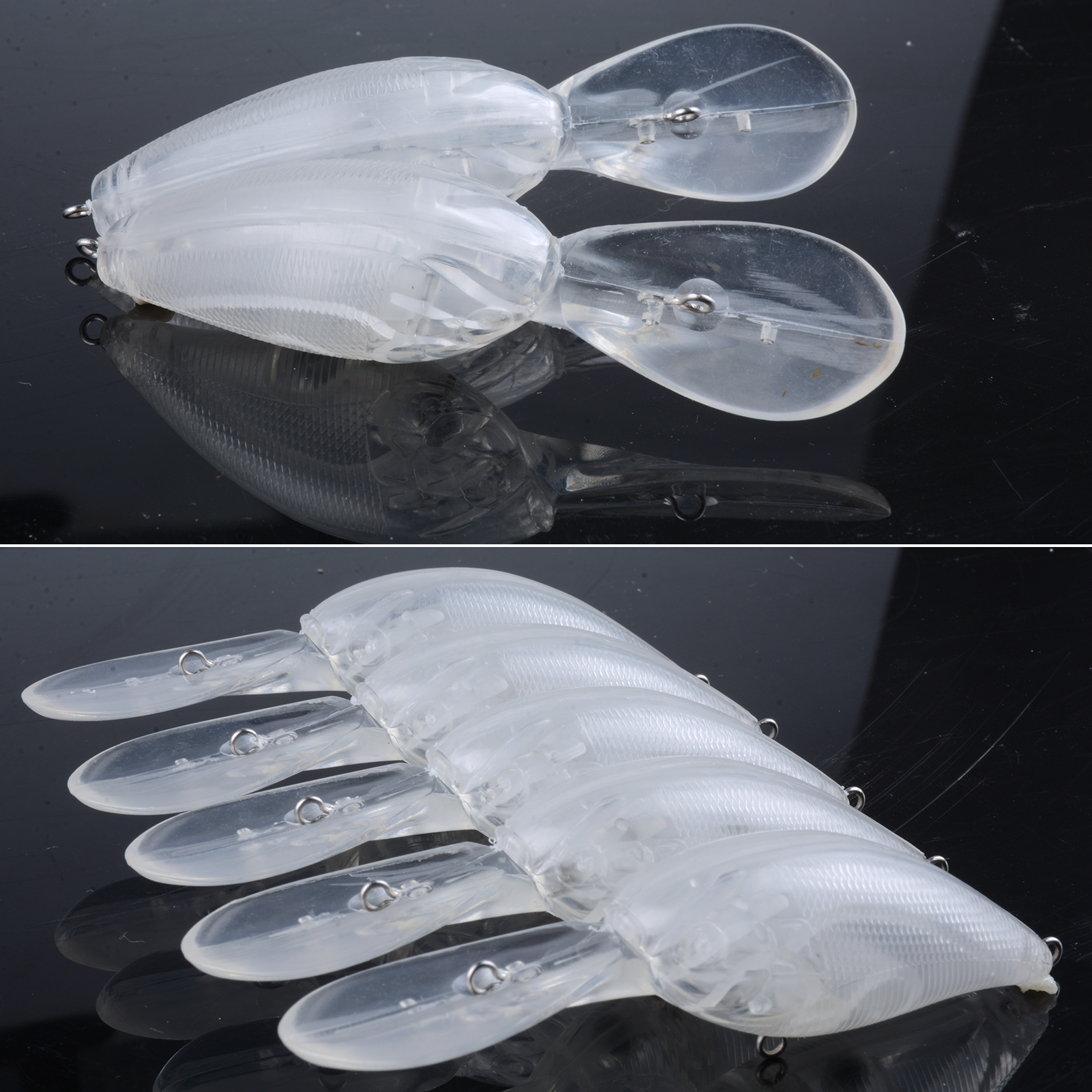 FREE FISHER 20pcs Unpainted Lures Fishing Blank Artificial Hard Baits Long Tongue Transparent Bait Embryo 10cm 11g DIY Crankbaits