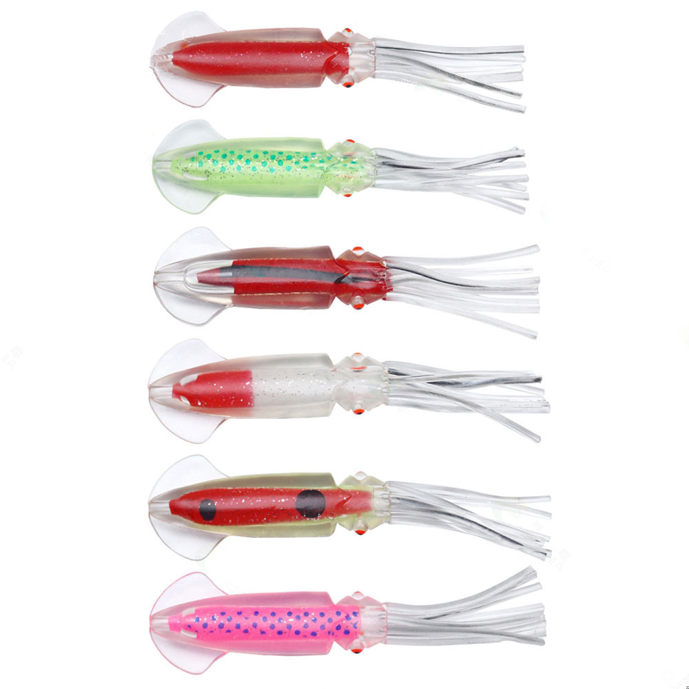 FREE FISHER 3pcs/6pcs Fishing Soft Octopus Lures 12cm 12.7g Rubber Skirts Colorful Squids 15cm 20g Hollow Tube Artificial Baits Pesca