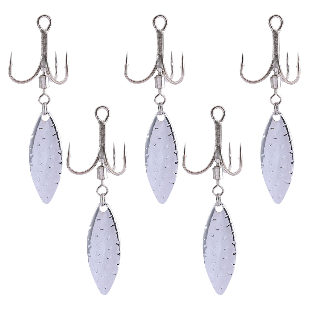 FREE FISHER 10pcs Fishing Treble Hooks with Metal Rotating Sequins Bearded Guy Artificial Spinnerbaits Buzzbait Accessories for Sea Fishing