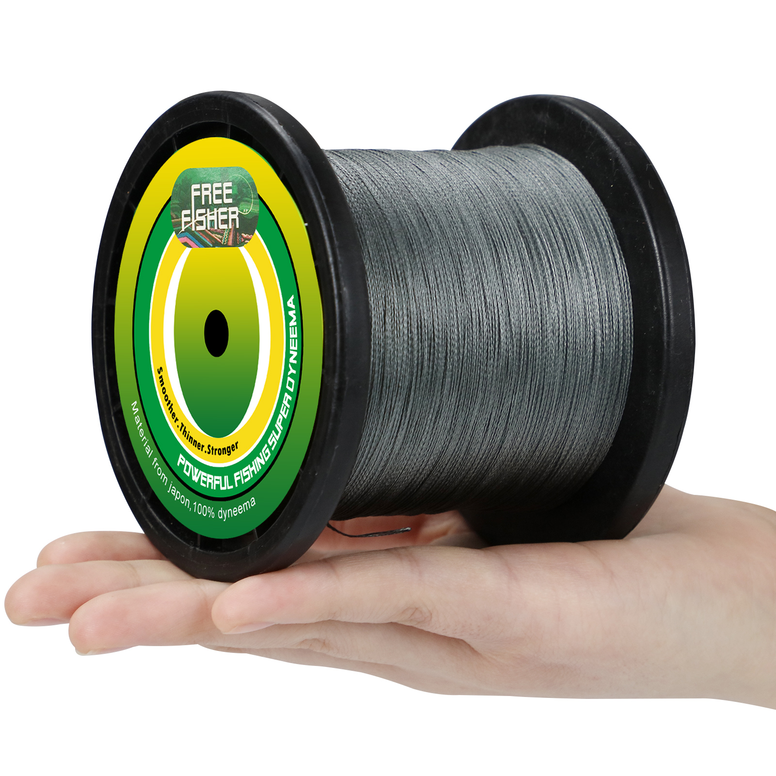 FreeFisher Fishing Braid Line 100% PE Braided Wires 1000m 4 Strands 15LB-80LB 0.14-0.5mm Super Strong Kite Line Green/Grey/Red