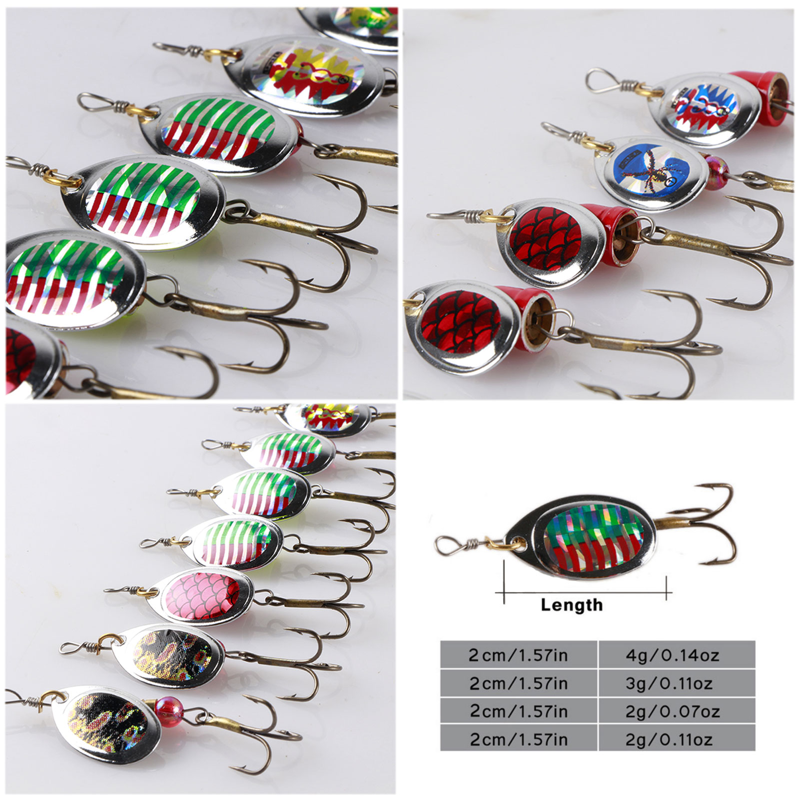FREE FISHER 30pcs/set Assorted Metal Spinners Fishing Lures Spoon Crankbait Spinnerbaits Laser Sequins with Treble Hooks for Bass Pike Trout