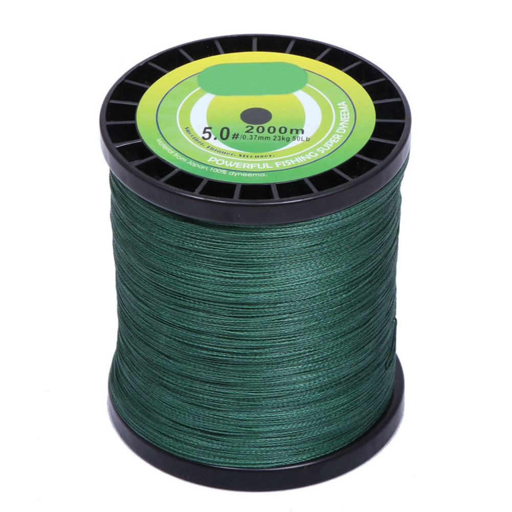 FREE FISHER Fishing Line 2000M Braided Line 4 Strands 20LB/30LB/40LB/50LB Super 100% PE Green Multifilament Braid Wire for Saltwater/Freshwater