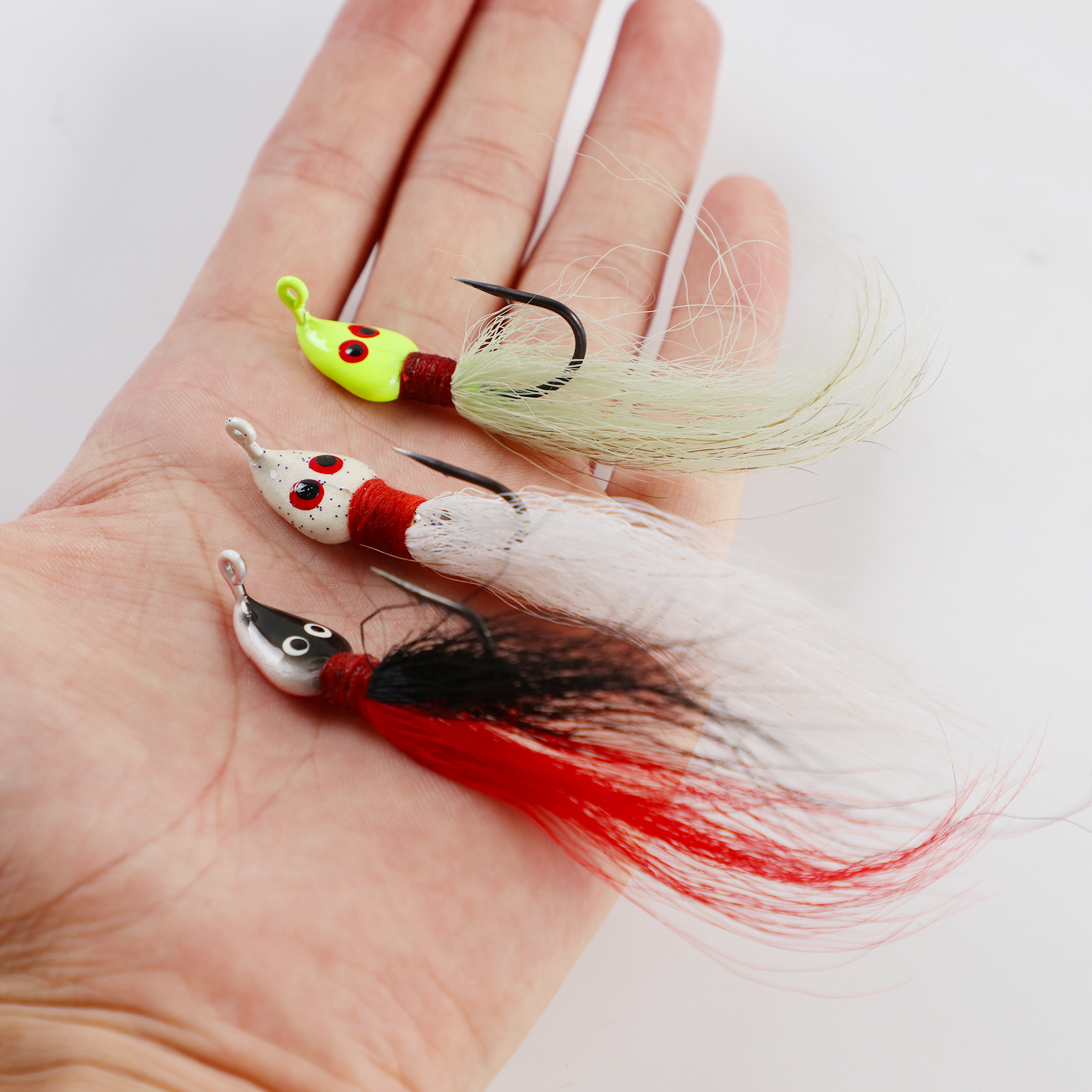 FREE FISHER 15pcs Fishing Feather Hooks Lead Head 7.9g 10cm Artificial Lures Baits Sharp Fishhook for Freshwater/Saltwater