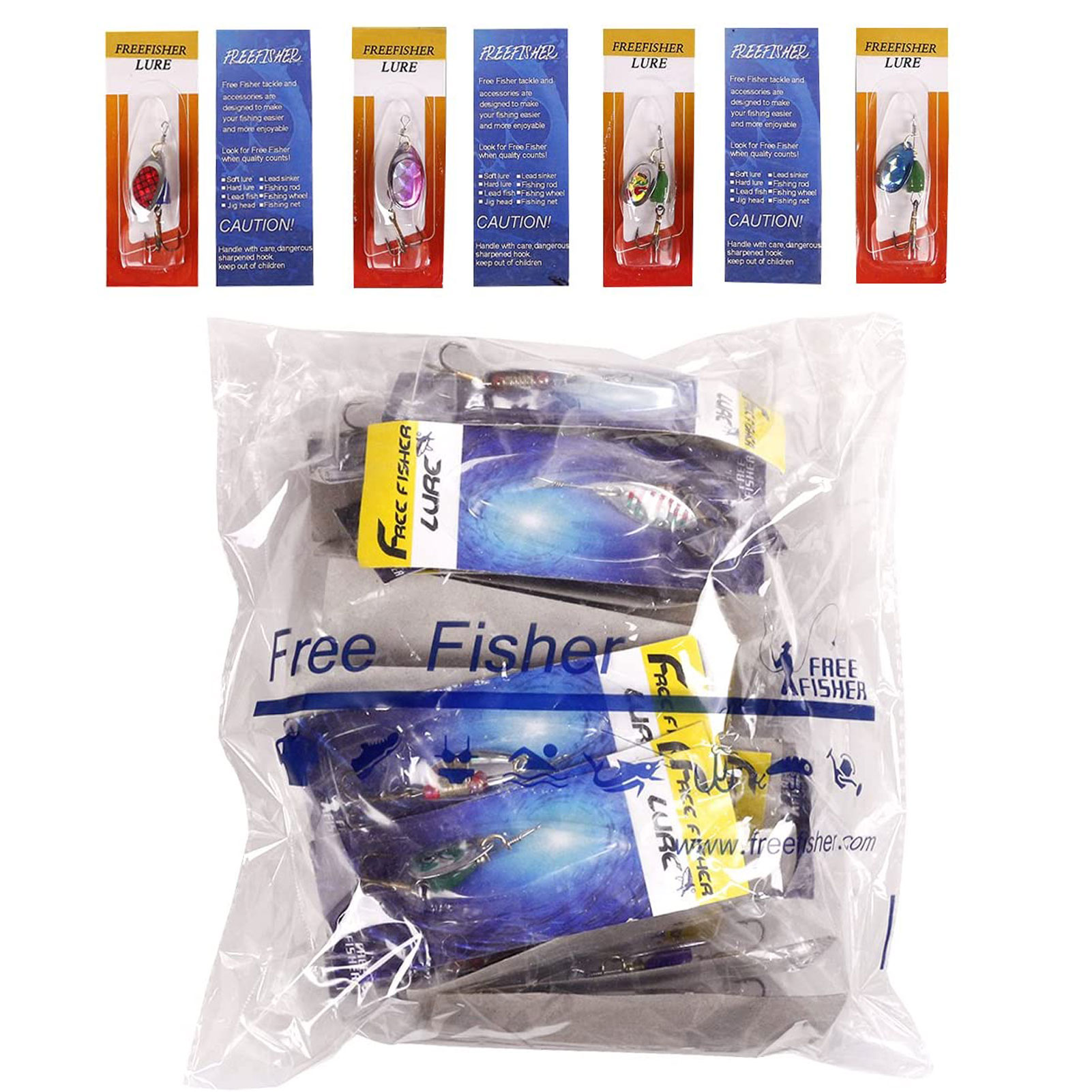 FREE FISHER 30pcs/set Assorted Metal Spinners Fishing Lures Spoon Crankbait Spinnerbaits Laser Sequins with Treble Hooks for Bass Pike Trout