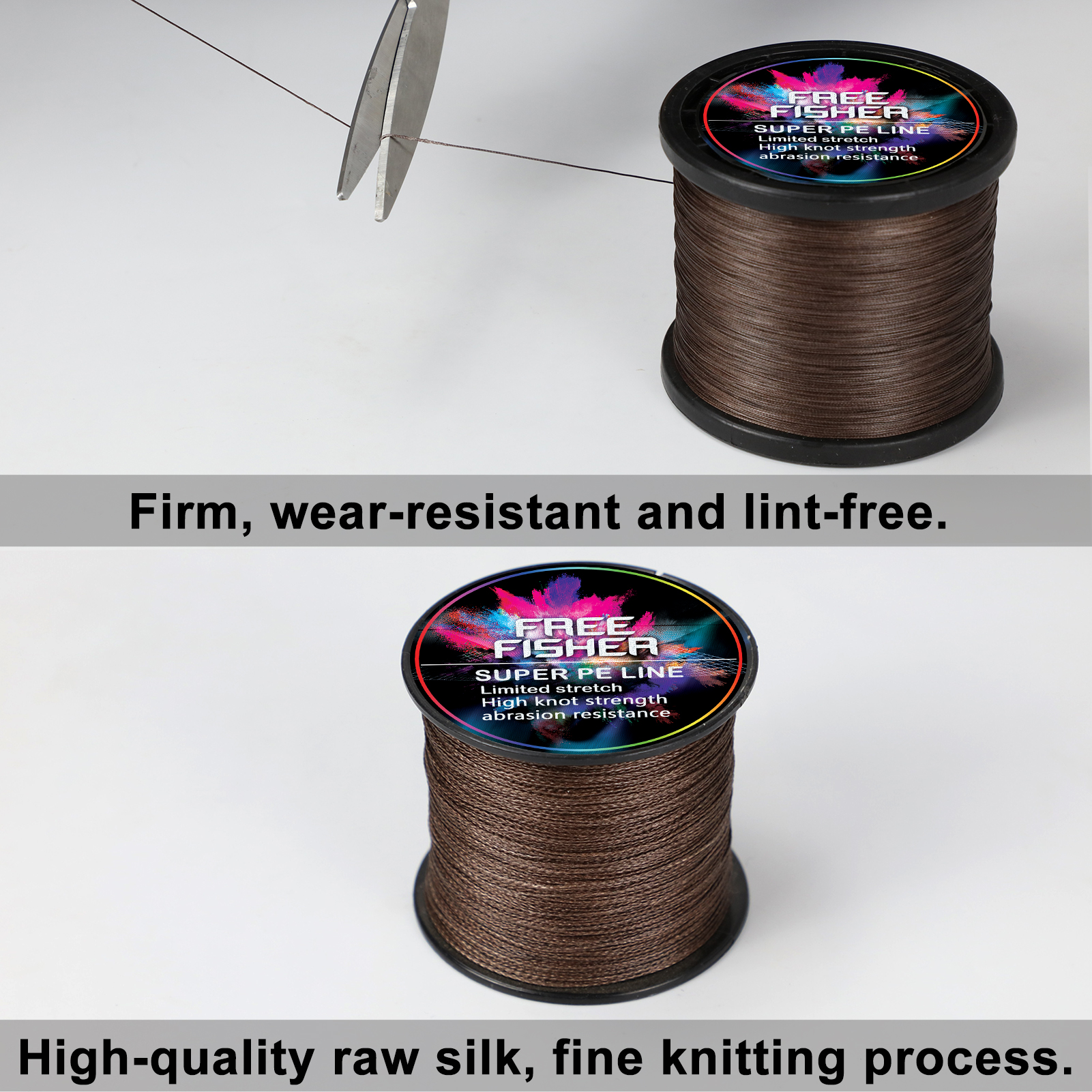 FREE FISHER Fishing Braided Line 1000m 4 Strands Multifilament 100% PE Wire 10LB-100LB 0.1-0.55MM for Saltwater/Freshwater