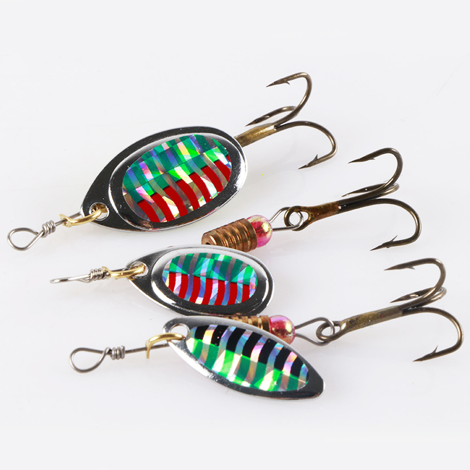 FREE FISHER 30pcs/set Assorted Metal Spinners Fishing Lures Spoon Crankbait Spinnerbaits Laser Sequins with Treble Hooks for Bass Pike Trout