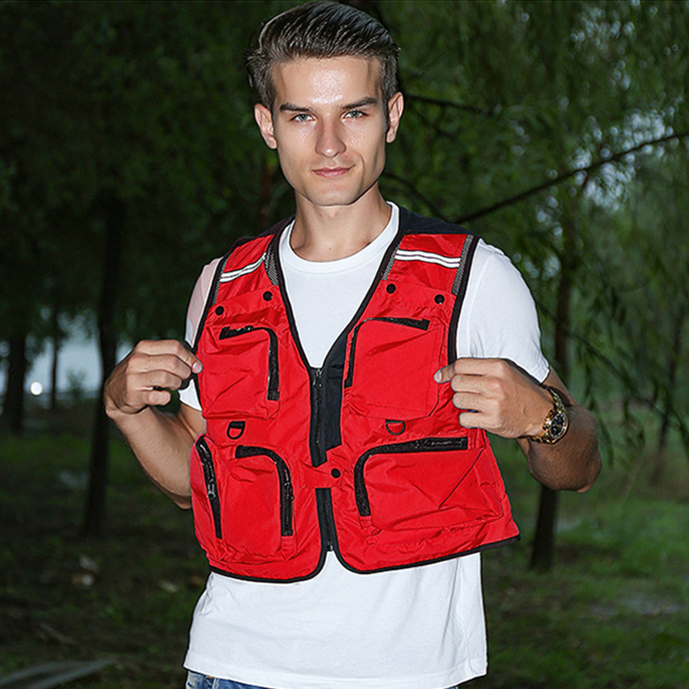 FREE FISHER Fishing Photography Vest with Pockets Men's Mesh Quick-Dry Waistcoat Outdoor Jackets for Camping Hunting Travelers Survival Utility Safety