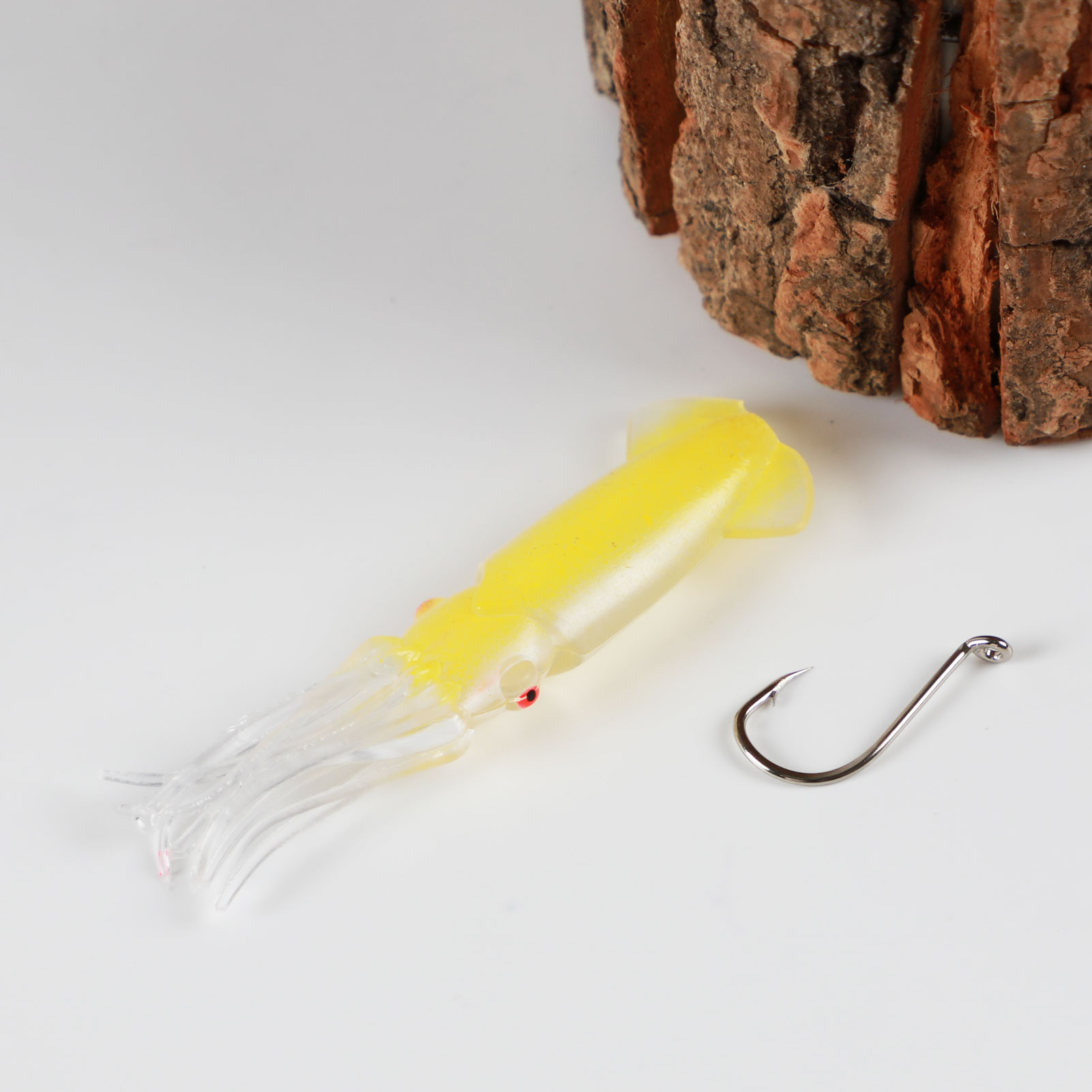 FREE FISHER 24pcs Soft Octopus Fishing Lures Baits Artificial Plastic Lures 20pcs 2/0# Single Barb Hooks in Freshwater/Saltwater with Box