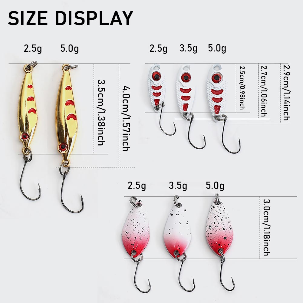 FREE FISHER Fishing Trout Bait Metal Spoon Lures Wobbler Casting Jigging Artificial Laser Spinner Baits Set Horsemouth Sequins with Fishing Tackle Box