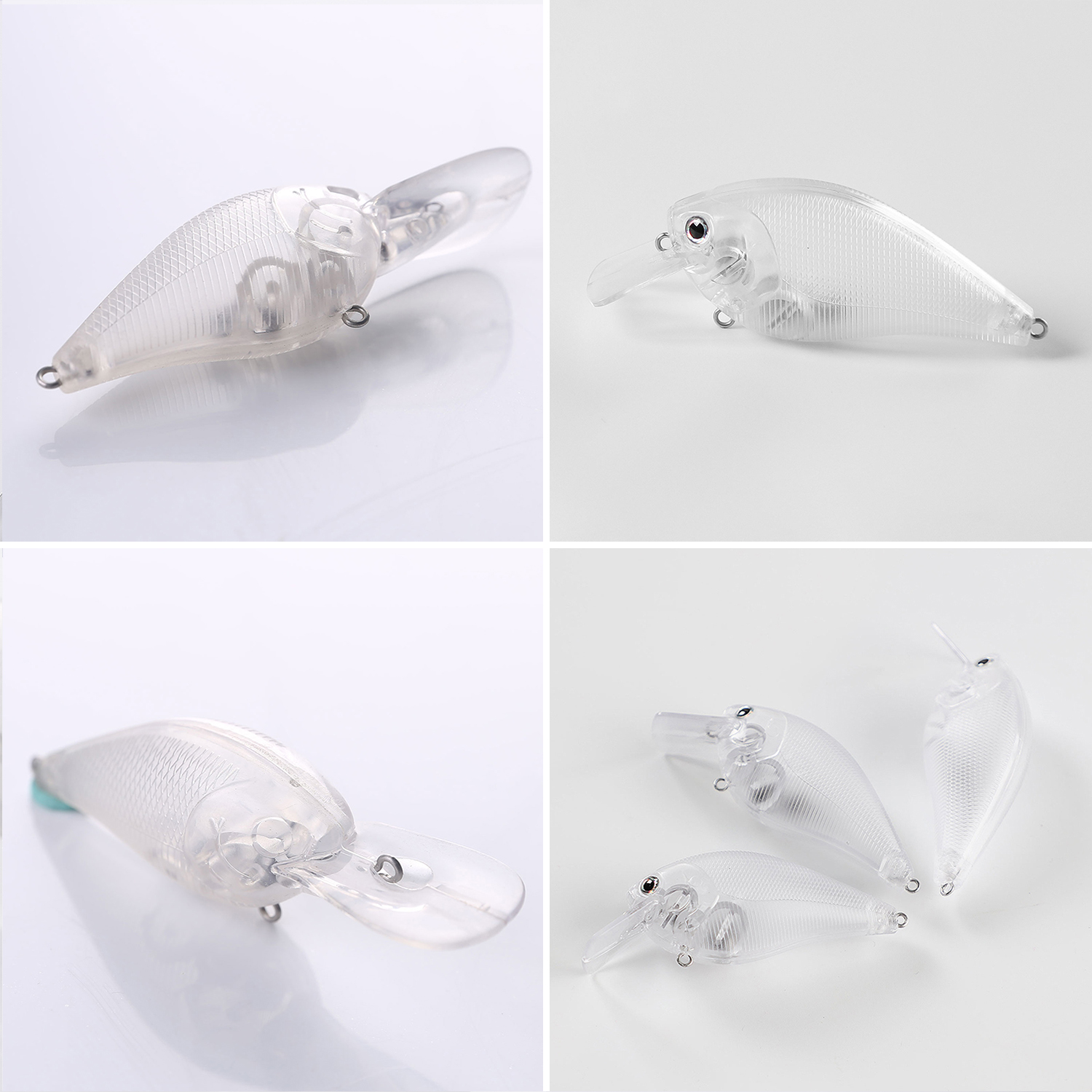 FREE FISHER 30pcs Mixed Unpainted Lures Fishing Blank Baits Set Crankbaits Minnows Pencil Blures VIB Clear Baits Naked Bait Embryo with 3D Eyes