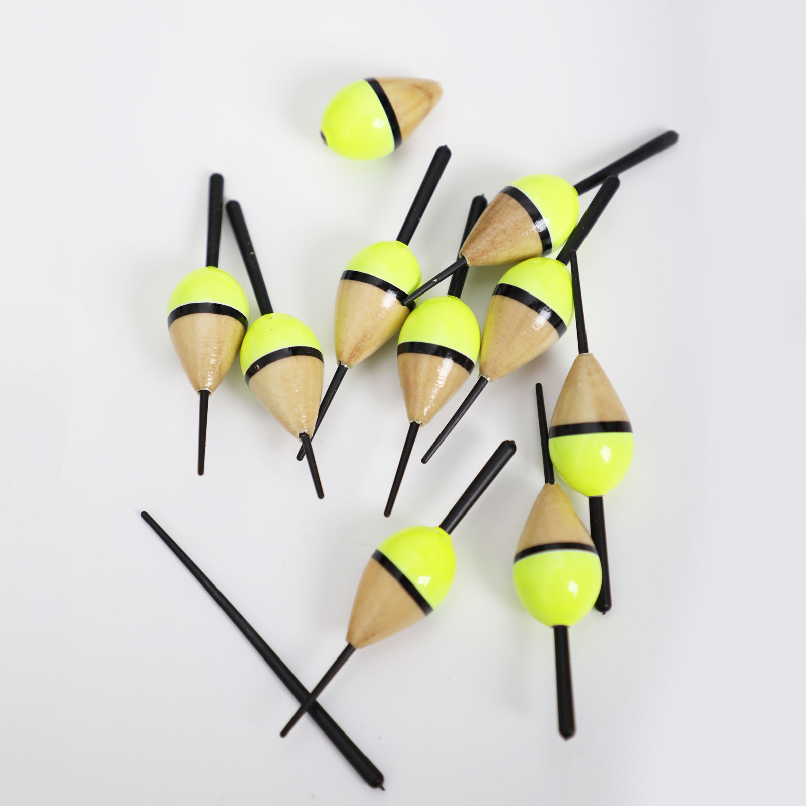 FREE FISHER 10Pcs Fishing Bobber Cork Float Pesca Lighted Double-Color Buoy Wood 1.5g 8.3cm Floats Tackle Accessories