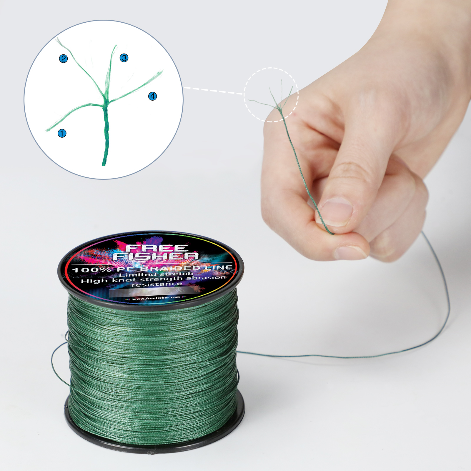 FREE FISHER 300M Fishing Line 4 Strands Braided Wire Multifilament 100% PE Line 10-100LB 0.1-0.55MM for Saltwater/Freshwater