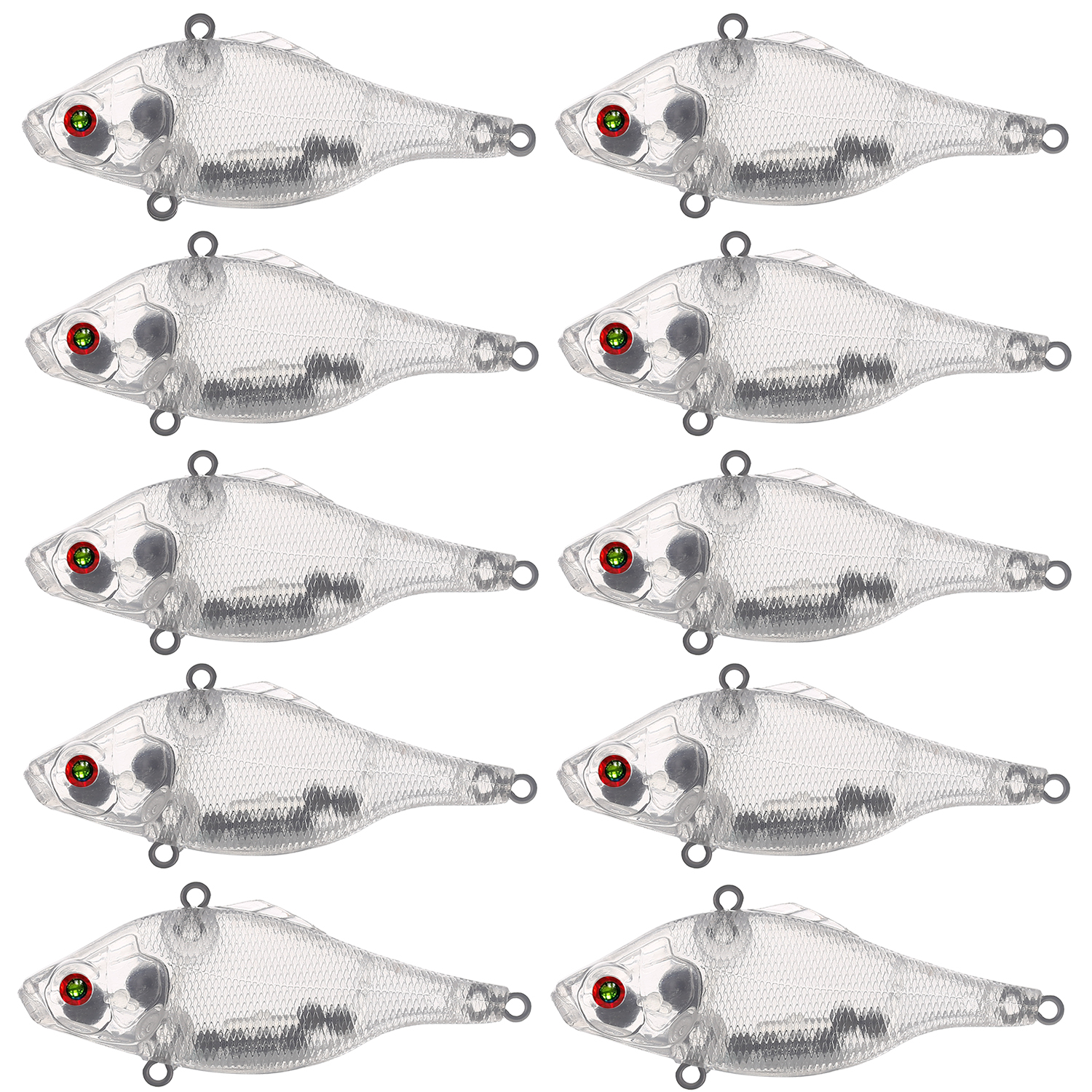 25pcs/Set Fishing VIB 6.3CM 8.2G Unpainted Lures Set DIY Bait Embryo Vibration Blank Plastic Hard Artificial Baits Wobbler for Pike/Catfish