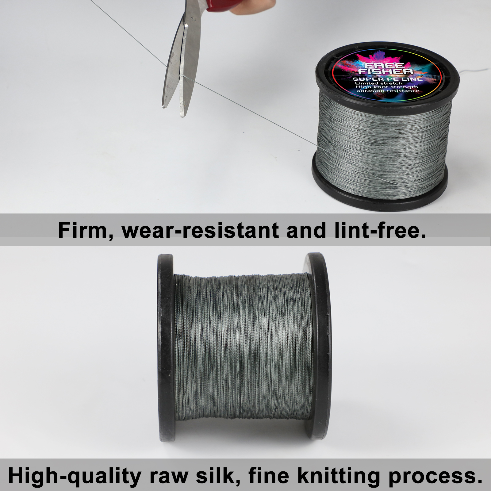 FREE FISHER Fishing Braided Line 1000m 4 Strands Multifilament 100% PE Wire 10LB-100LB 0.1-0.55MM for Saltwater/Freshwater