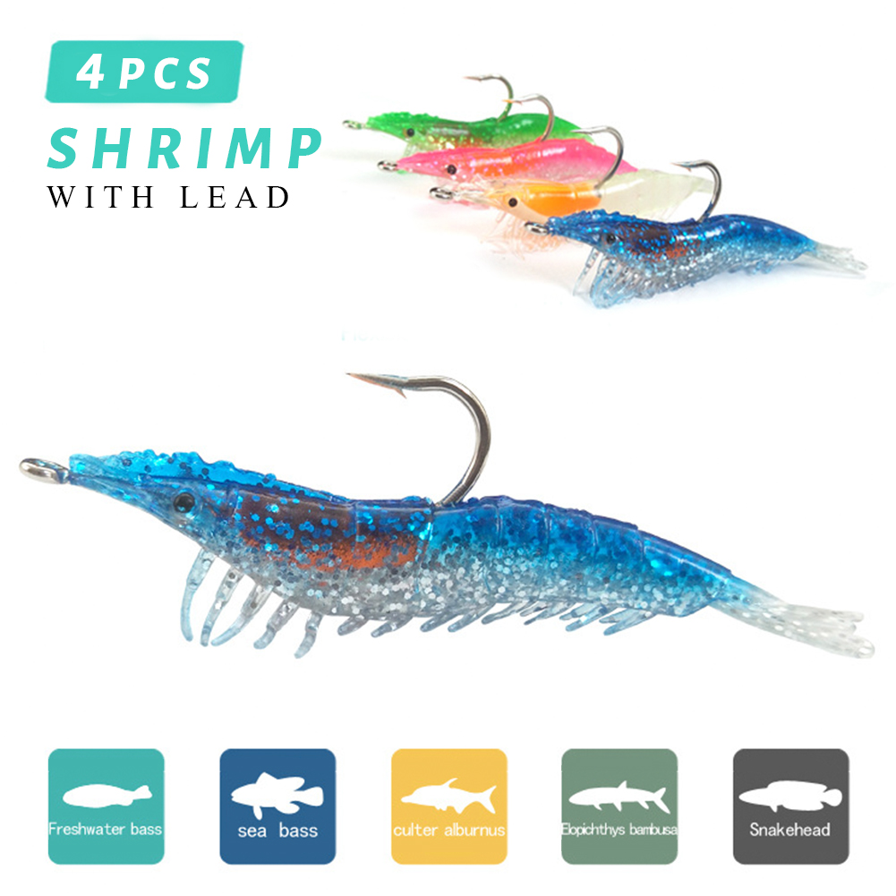 FREE FISHER Luminous Shrimp 3g 6cm Fishing Soft Lead Baits 9.5cm 10g Prawn with Sharp Hook Fishy Smell Wobblers Artificial Lures for Carp Fishing