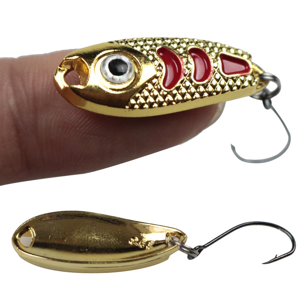 FREE FISHER Fishing Trout Bait Metal Spoon Lures Wobbler Casting Jigging Artificial Laser Spinner Baits Set Horsemouth Sequins with Fishing Tackle Box