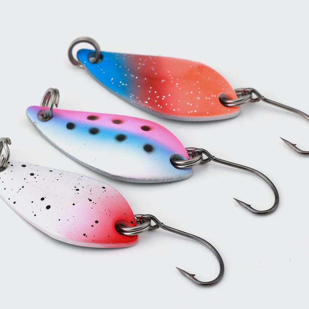 FREE FISHER Fishing Trout Bait Metal Spoon Lures Wobbler Casting Jigging Artificial Laser Spinner Baits Set Horsemouth Sequins with Fishing Tackle Box