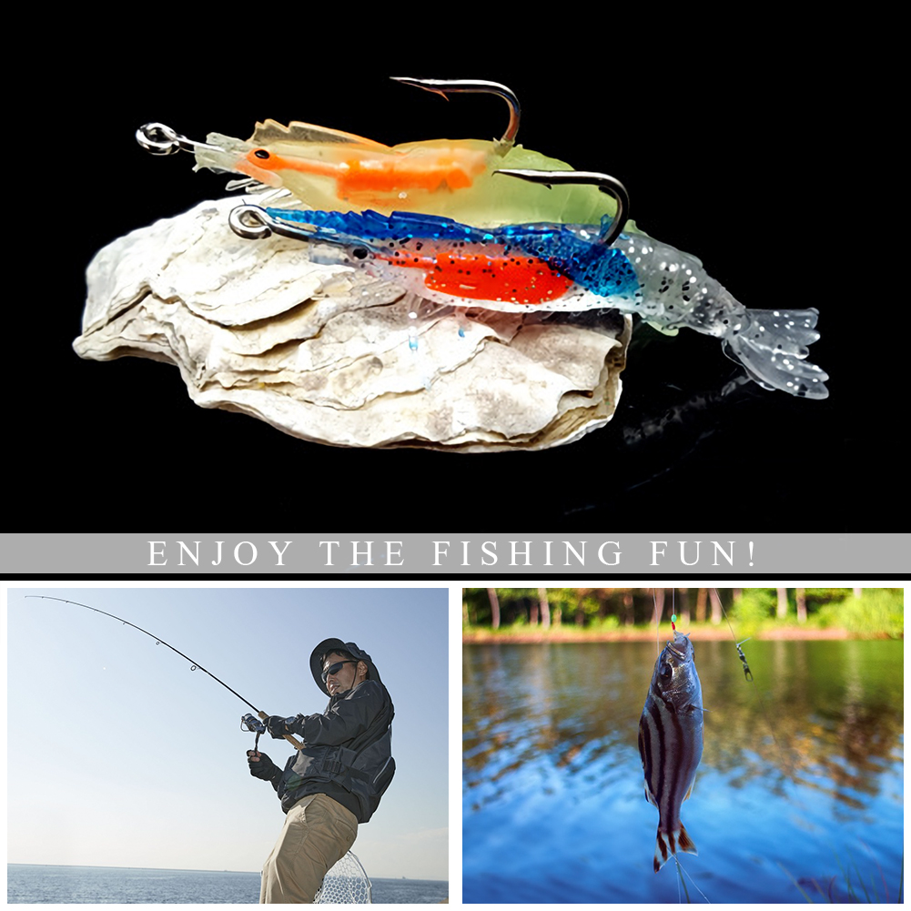 FREE FISHER Luminous Shrimp 3g 6cm Fishing Soft Lead Baits 9.5cm 10g Prawn with Sharp Hook Fishy Smell Wobblers Artificial Lures for Carp Fishing