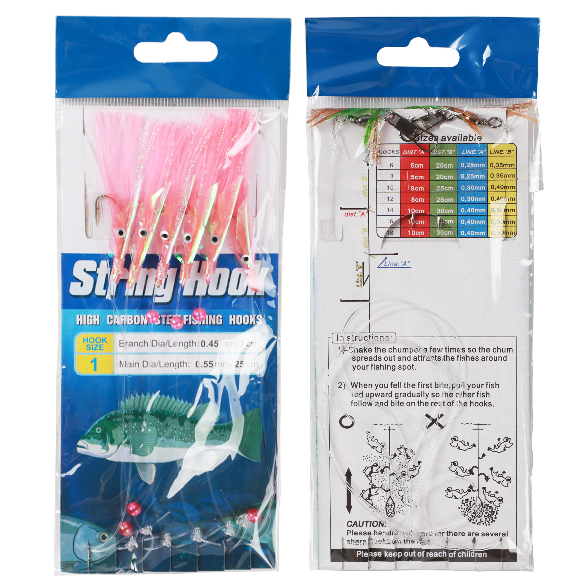 FREE FISHER Assorted 22Pcs/Pack Freshwater Fishing Lumious Fishing Bait Rigs Fish Skin/Feather Hooks String Hooks Nylon Line Swivels Beads