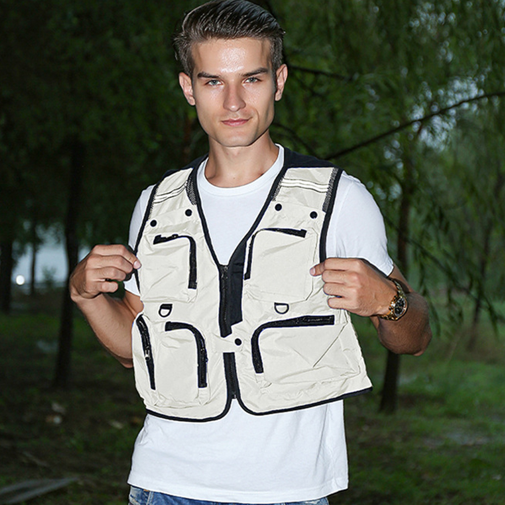 FREE FISHER Fishing Photography Vest with Pockets Men's Mesh Quick-Dry Waistcoat Outdoor Jackets for Camping Hunting Travelers Survival Utility Safety