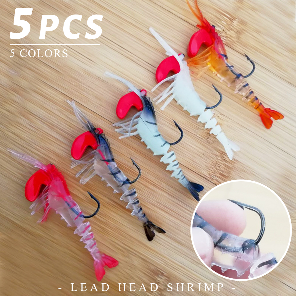 FREE FISHER 5pcs Fishing Soft Baits 7cm 5g Multi-Section Prawn with Sharp Hook Shrimp Fishy Smell Wobblers Artificial Lures for Carp Fishing