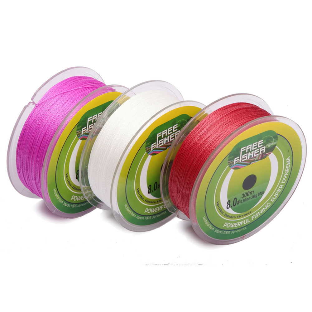 FREE FISHER Fishing Braid Line 300m 4 Strands Multifilament 8-80LB 0.08-0.5mm 100% PE Briaded Wire for Saltwater/Freshwater