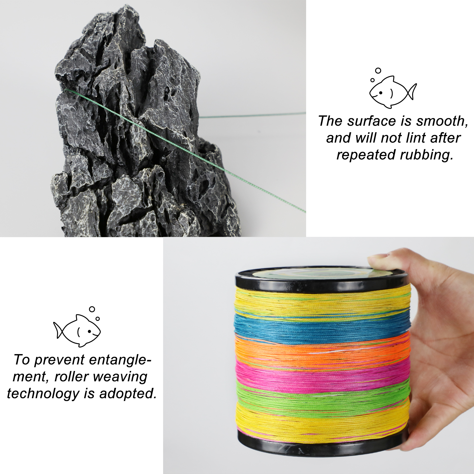 FREE FISHER 1000M PE Braided Fishing Line 8 Strands Multifilament Rope Wire 120LB 135LB 150LB Green Grey Multicolor for Sea Fishing