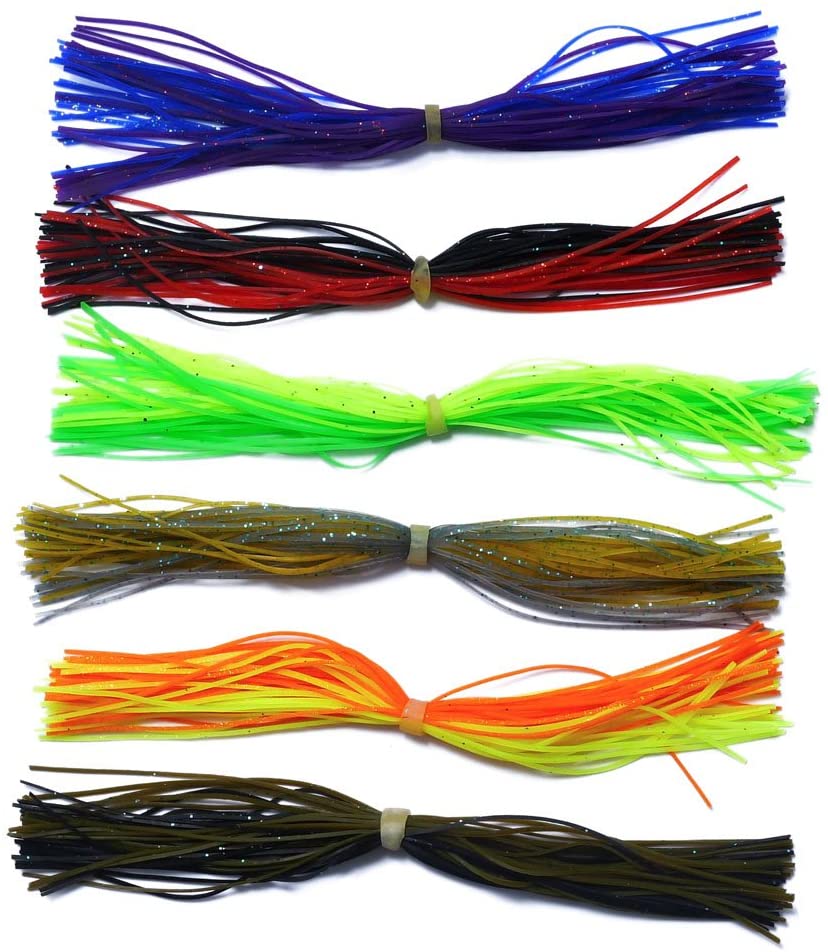 Wholesale Silicone Jig Skirts DIY Rubber Fishing Jig Lures 6 Bundles Fishing Bait Accessories Spinnerbaits Buzzbaits Spoon Blade Squid Skirt Replacement Part,Fly Tying Material Color Random