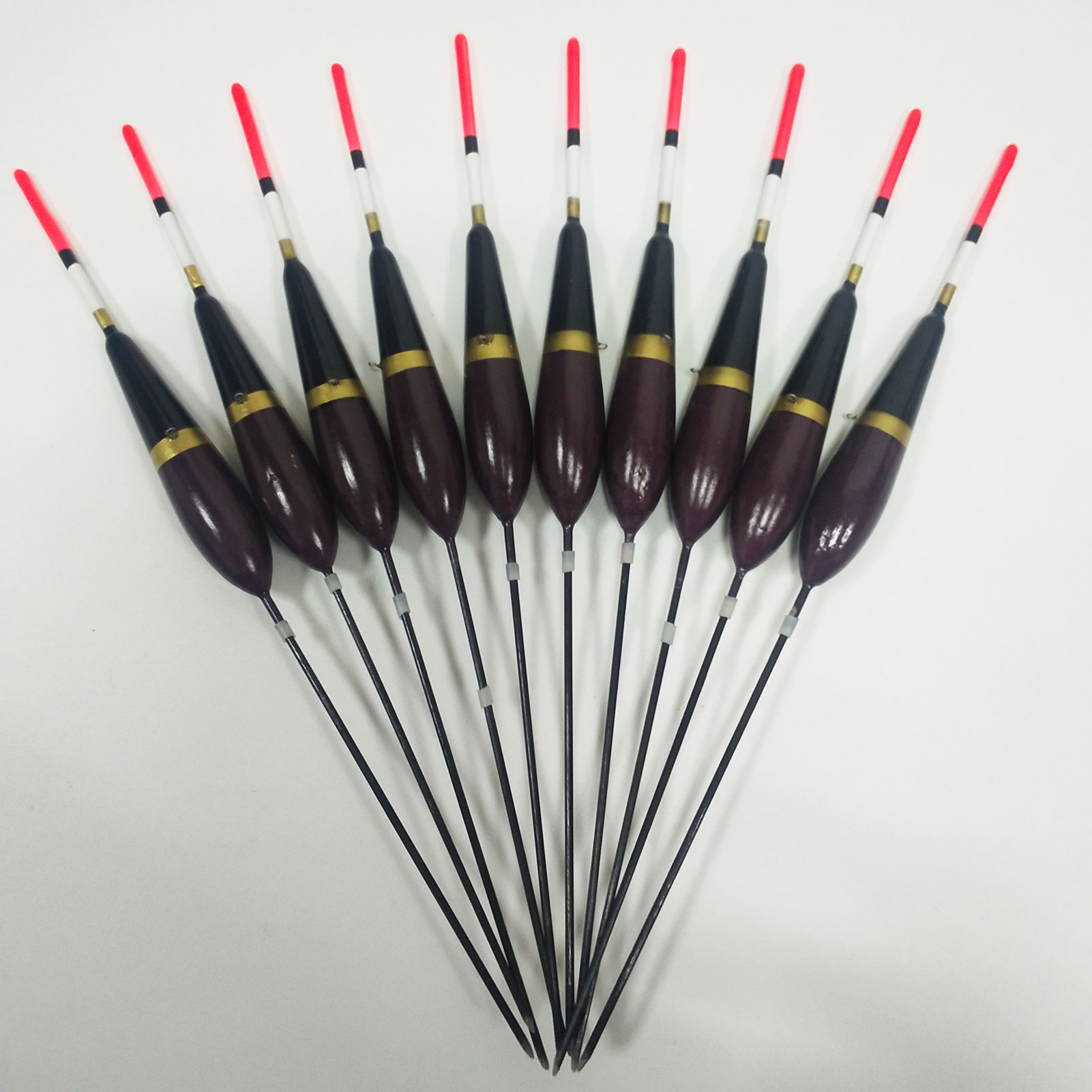 FREE FISHER Fishing Wood Floats Lightweight Bobbers Cork Vertical Buoy Set Long Tail Antenna Colored Stopper Copper Swivel for Bass/Carp