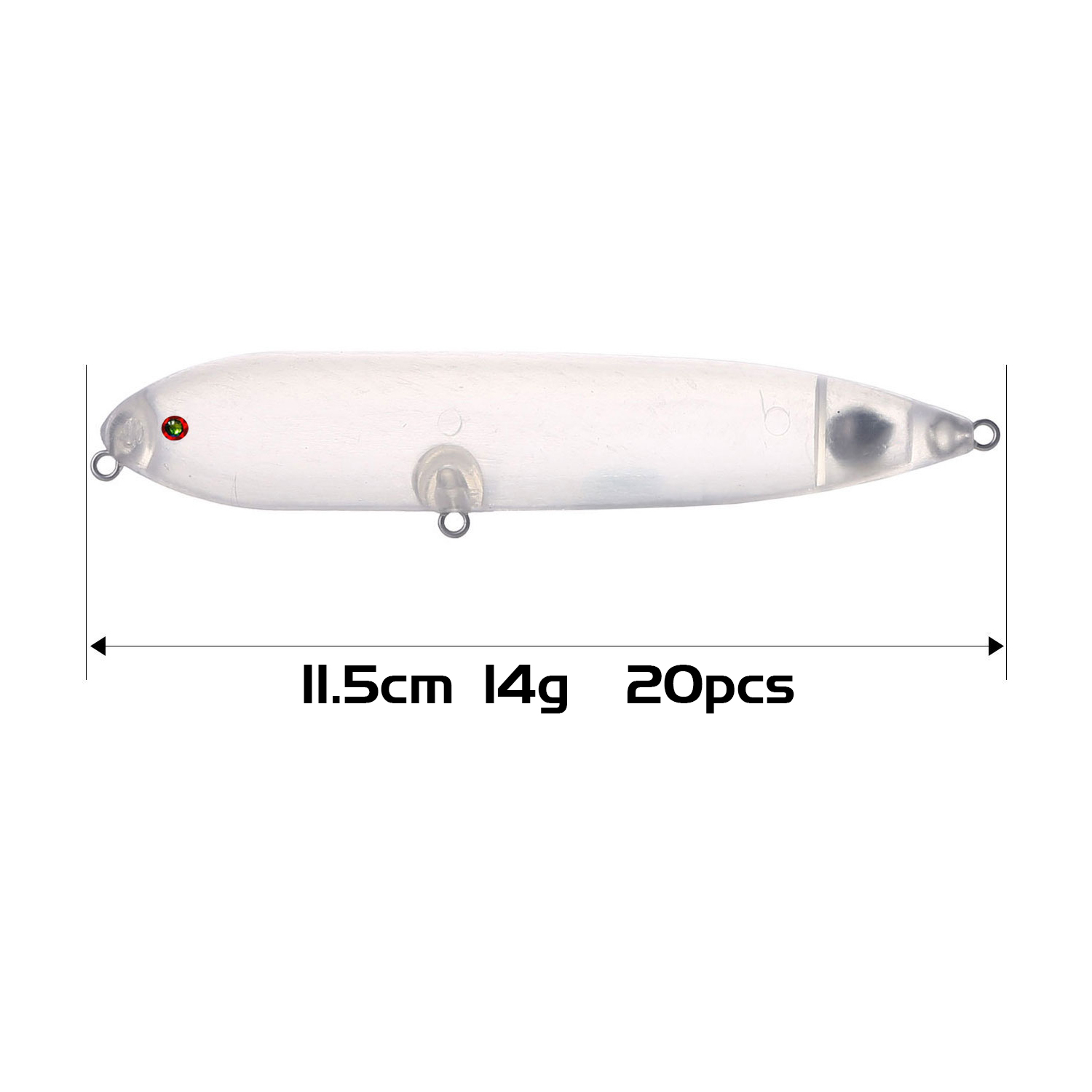 FREE FISHER 20pcs/Lot Fishing Baits Unpainted Blank Hard Lures ABS DIY Crankbaits Minnows Popper VIB Pencil Transparent Artificial Baits Set