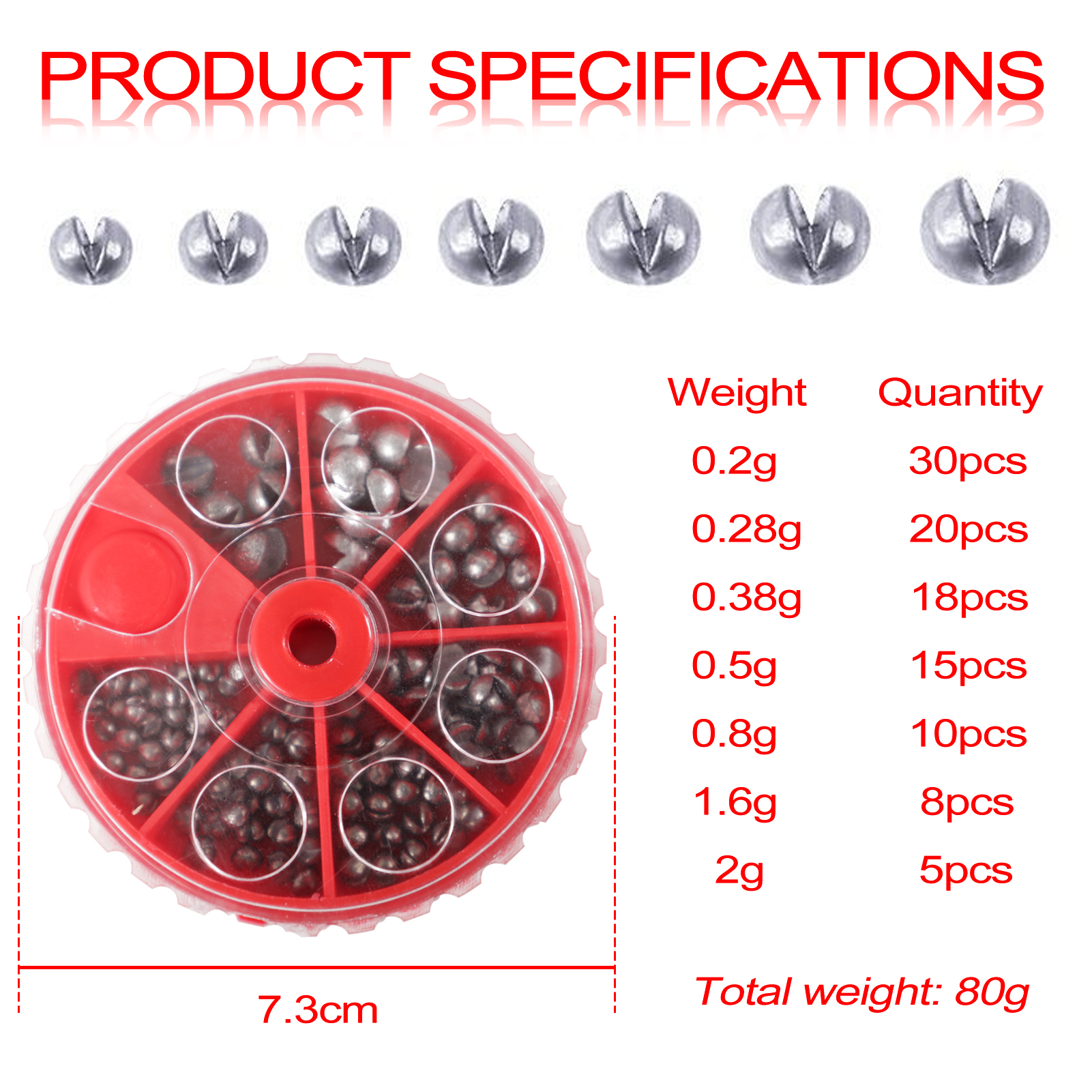 FREE FISHER Mixed Fishing Sinkers Open Bite Lead Set 0.2-2g Bare Fishing-clip Drop Biting Round Plumb Bob Auxiliary Fishing Tackle Gear