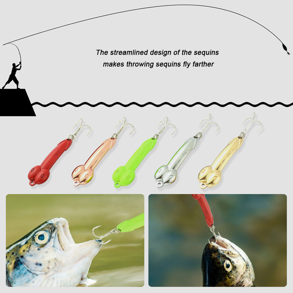 FREE FISHER 5pcs Fishing Metal Spoon Lures 5g 10g 20g Trout Bass Bait Artificial Spinner Baits Horsemouth Sequins with Treble Hook