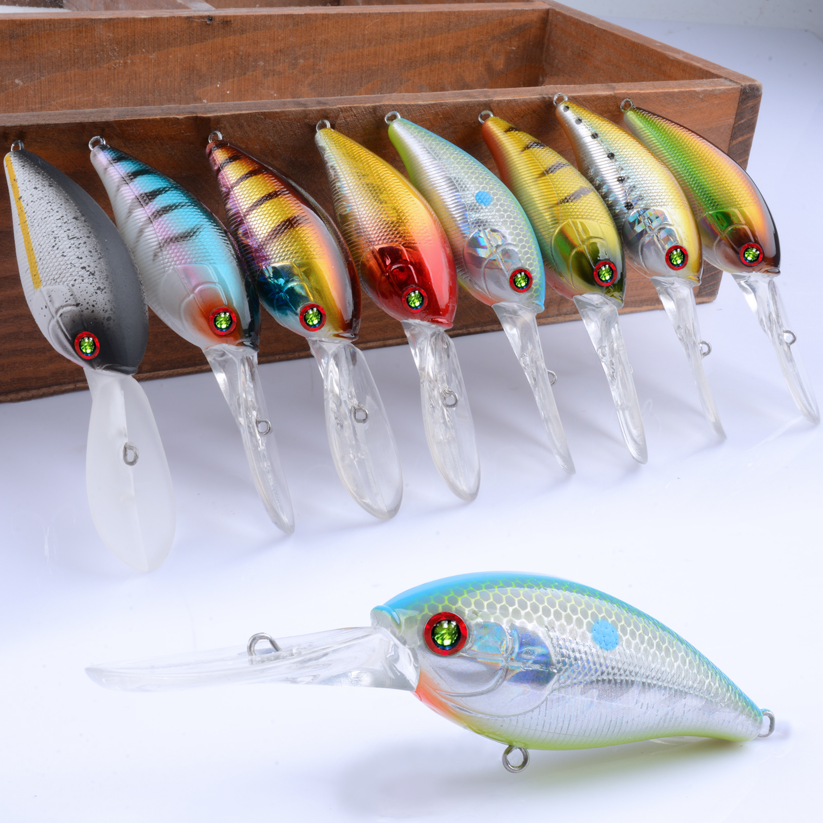 FREE FISHER 20pcs Unpainted Lures Fishing Blank Artificial Hard Baits Long Tongue Transparent Bait Embryo 10cm 11g DIY Crankbaits