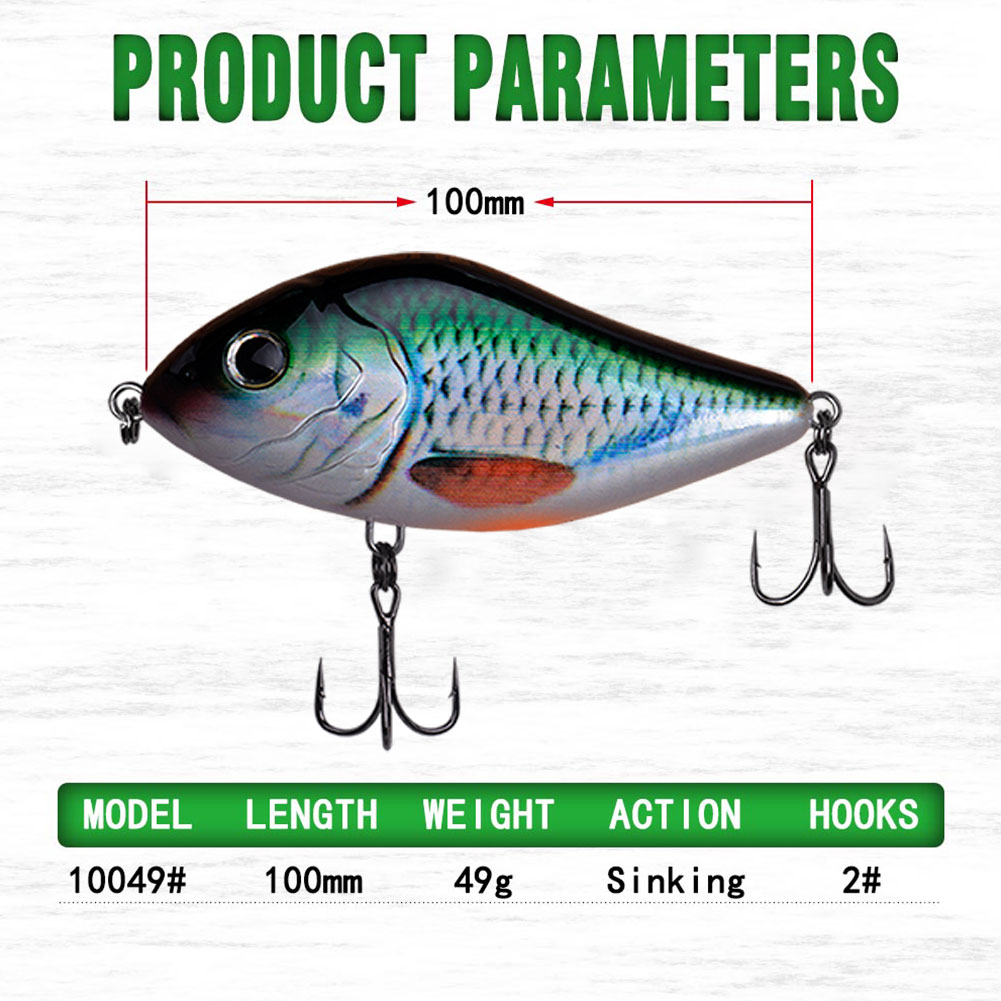 FREE FISHER 4pcs Jerkbait Set Fishing Lures 100MM 49G Slider Swim Action with Soft Tail Slow Sinking Hard Body Fishing Jerk Bait for Pike Musky