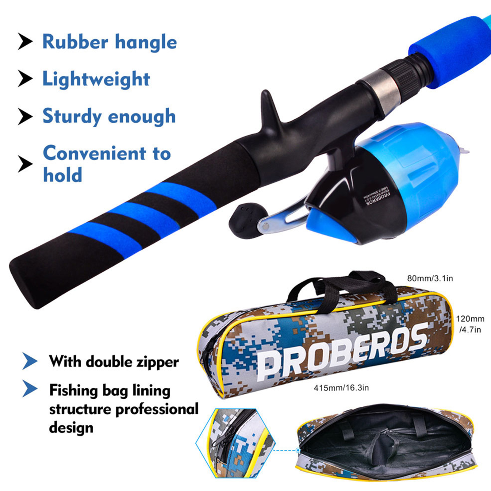 FREE FISHER Fishing Rod Combo Drum Reel Soft Lures Telescopic Fish Pole Hooks Floats Swivels Lead Sinkers Fishing Tackles Set Bag for Kids