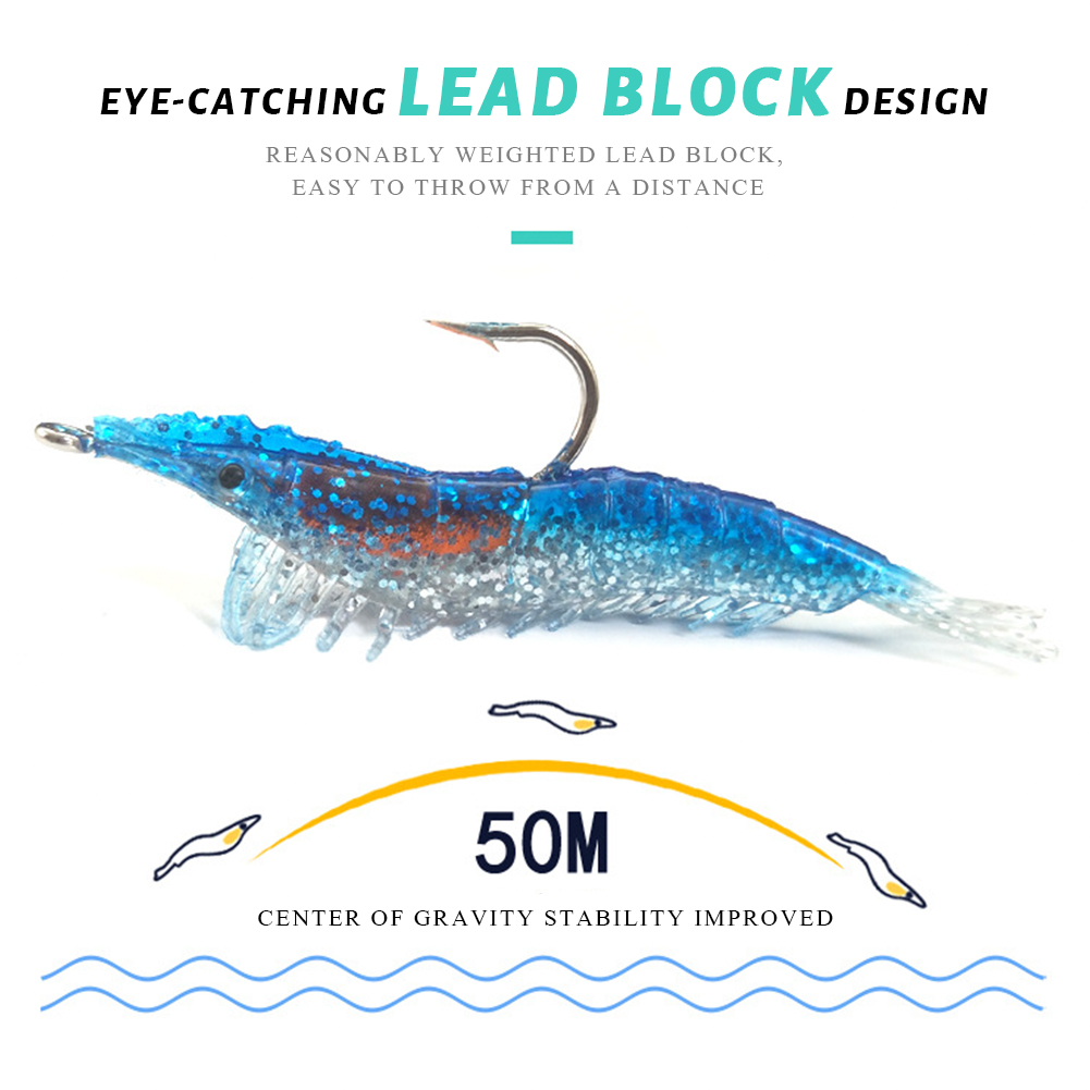 FREE FISHER Luminous Shrimp 3g 6cm Fishing Soft Lead Baits 9.5cm 10g Prawn with Sharp Hook Fishy Smell Wobblers Artificial Lures for Carp Fishing