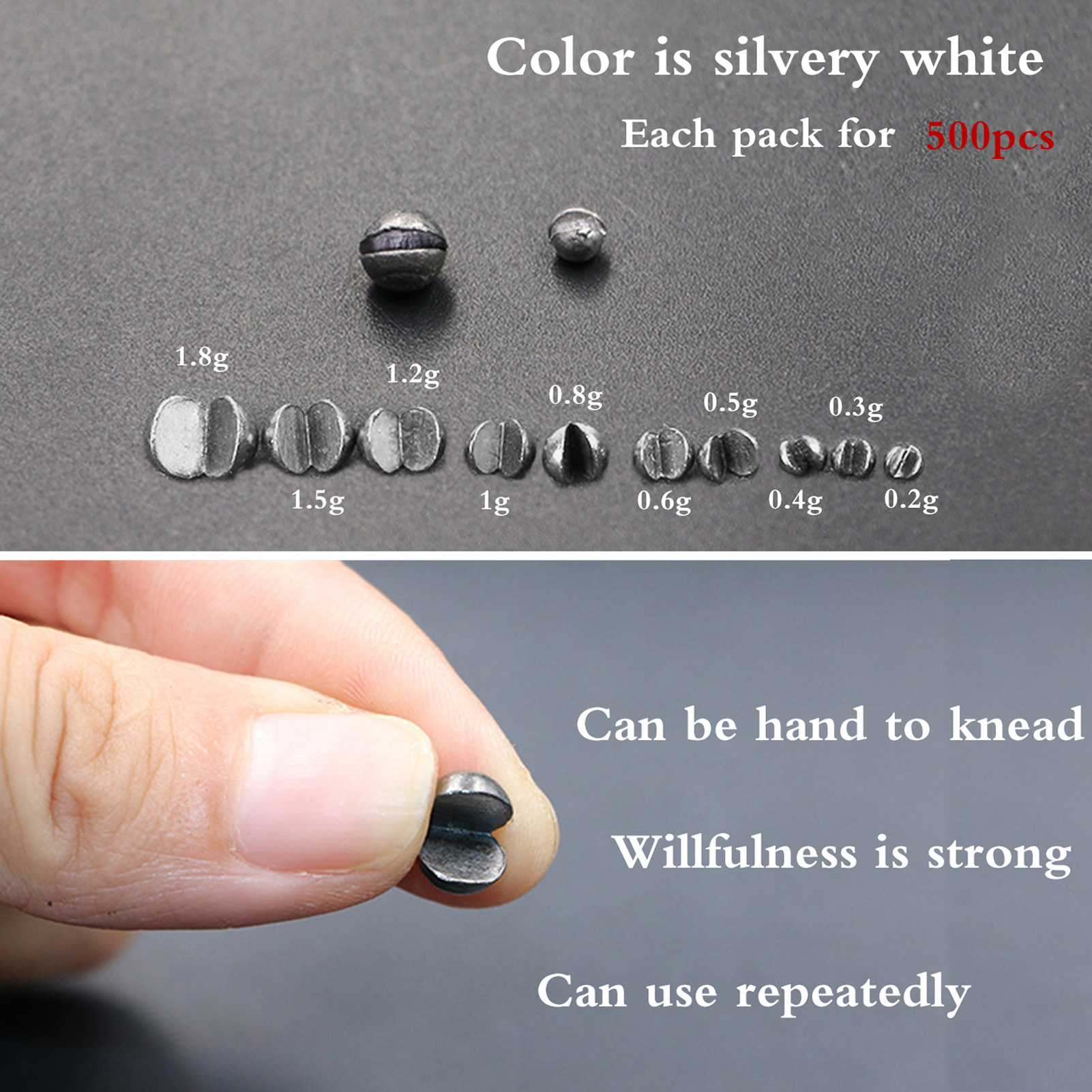 FREE FISHER 500pcs/Bag Fishing Weights Open Split Bite Anti-oxidation Clipped Lead Sinkers Shots 0.2g-1.2g Rock Fishing Accessories