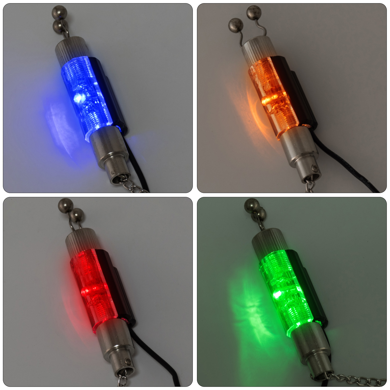 FREE FISHER 4pcs Fishing Bite Indicator Alarm Carp Fishing LED Illuminated Swingers Hangers Chain Drop Off Bobbins Fish Finder Accsccory