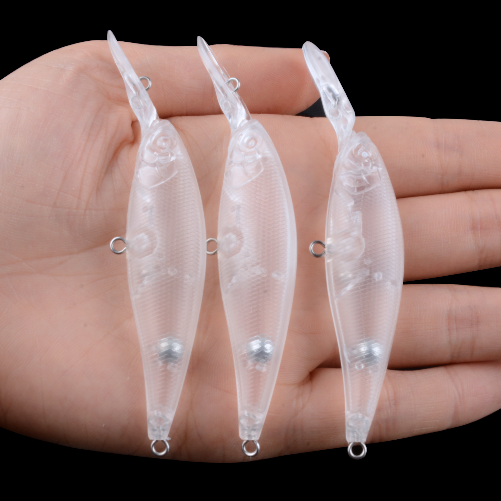 FREE FISHER 20pcs Fishing Unpainted Lures Transparent Blank Bait Embryo 9.3cm 4.5g DIY Minnows Rattles ABS Hard Artificial Baits with 3D Eyes