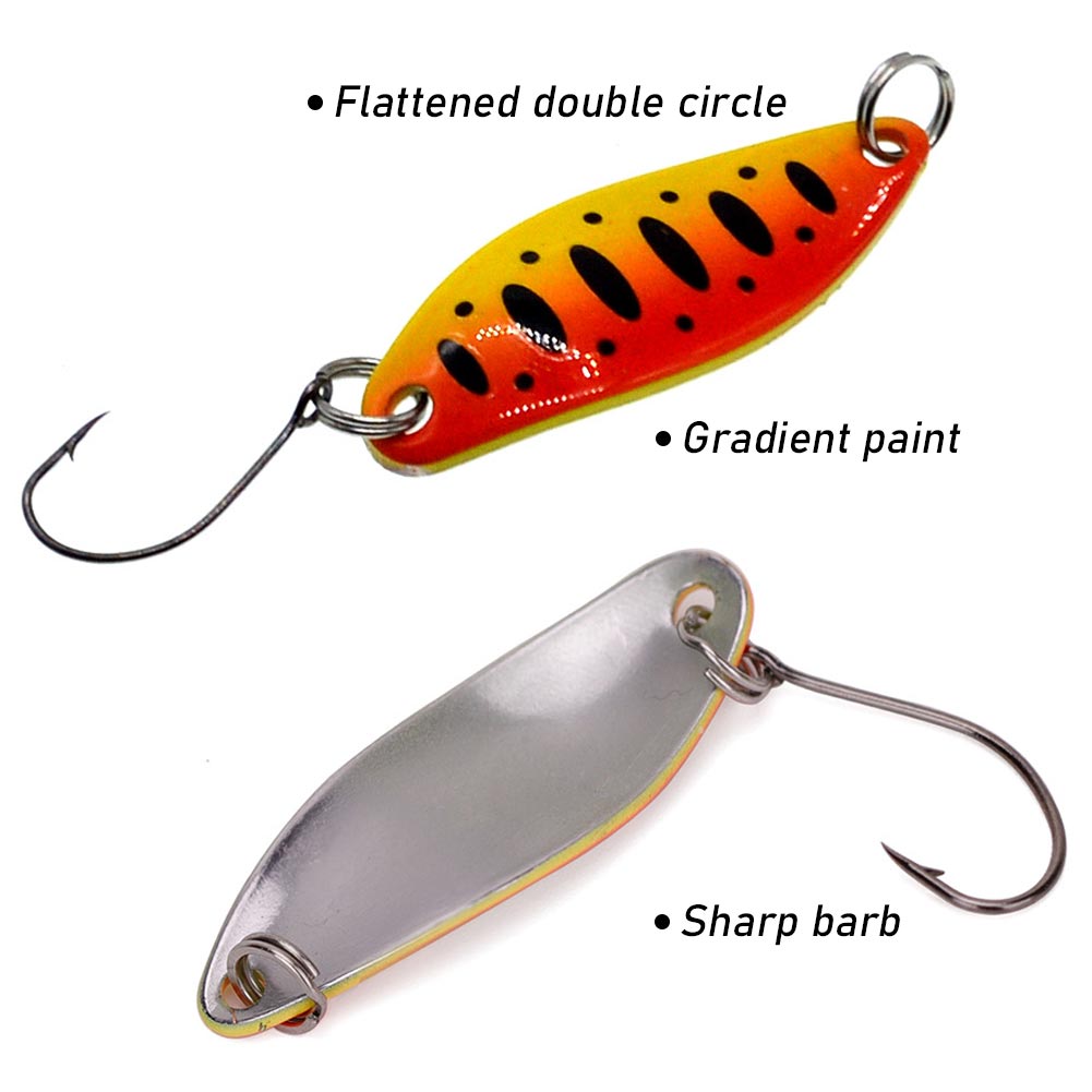 FREE FISHER Fishing Trout Bait Metal Spoon Lures Wobbler Casting Jigging Artificial Laser Spinner Baits Set Horsemouth Sequins with Fishing Tackle Box