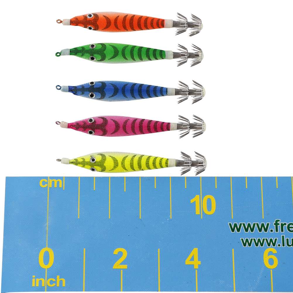 FREE FISHER Fishing Luminous Squid Wood Shrimp Lures Octopus Squids Cuttlefish Jigs Lures Spinnerbait Wood Shrimp Jig Hooks for Sea Fishing
