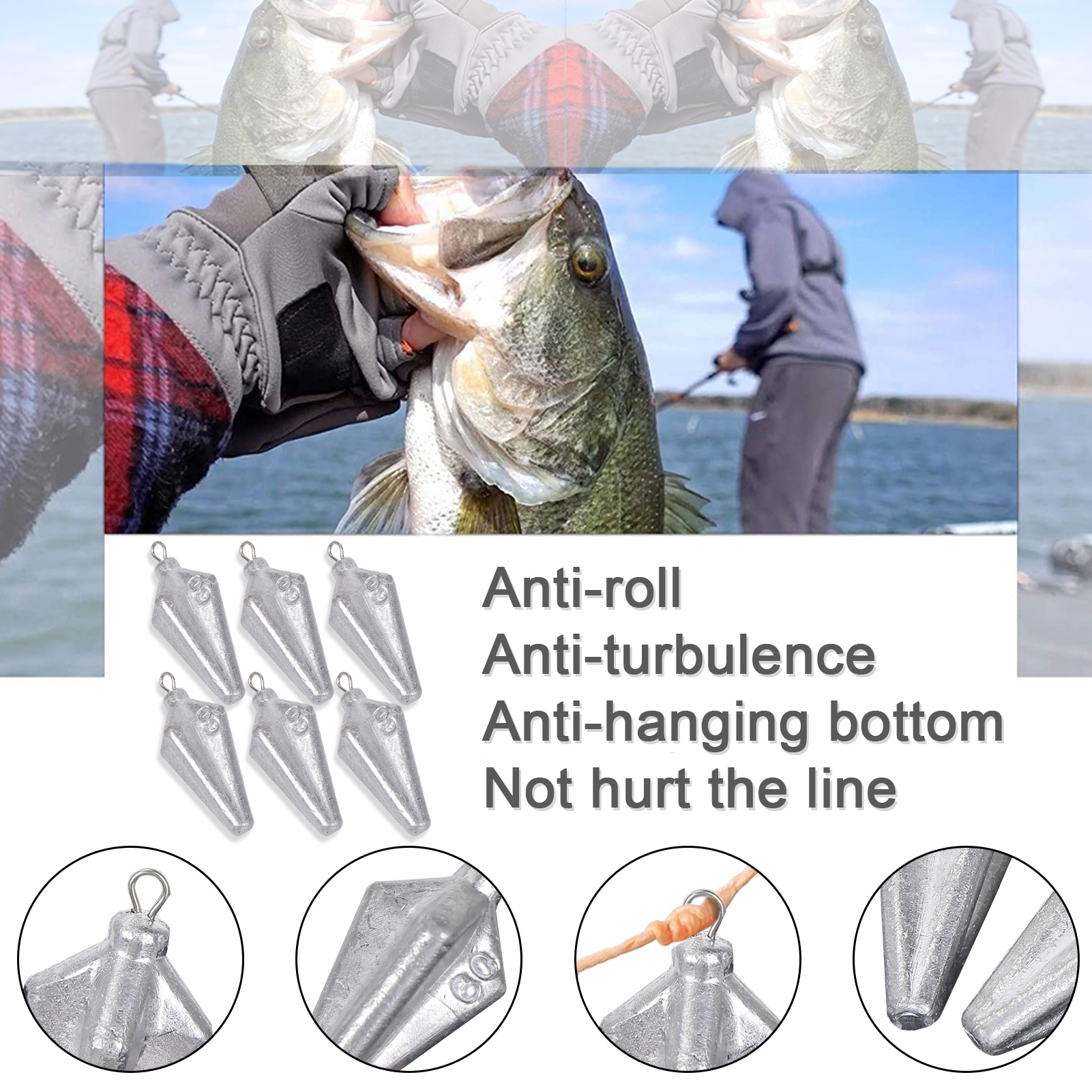 FREE FISHER Fishing Weights Set Diamond Big Heavy Quadrangle Lead Sinkers Flipping 40/50/60/80/100/120g Drop Shot for Sea Fishing