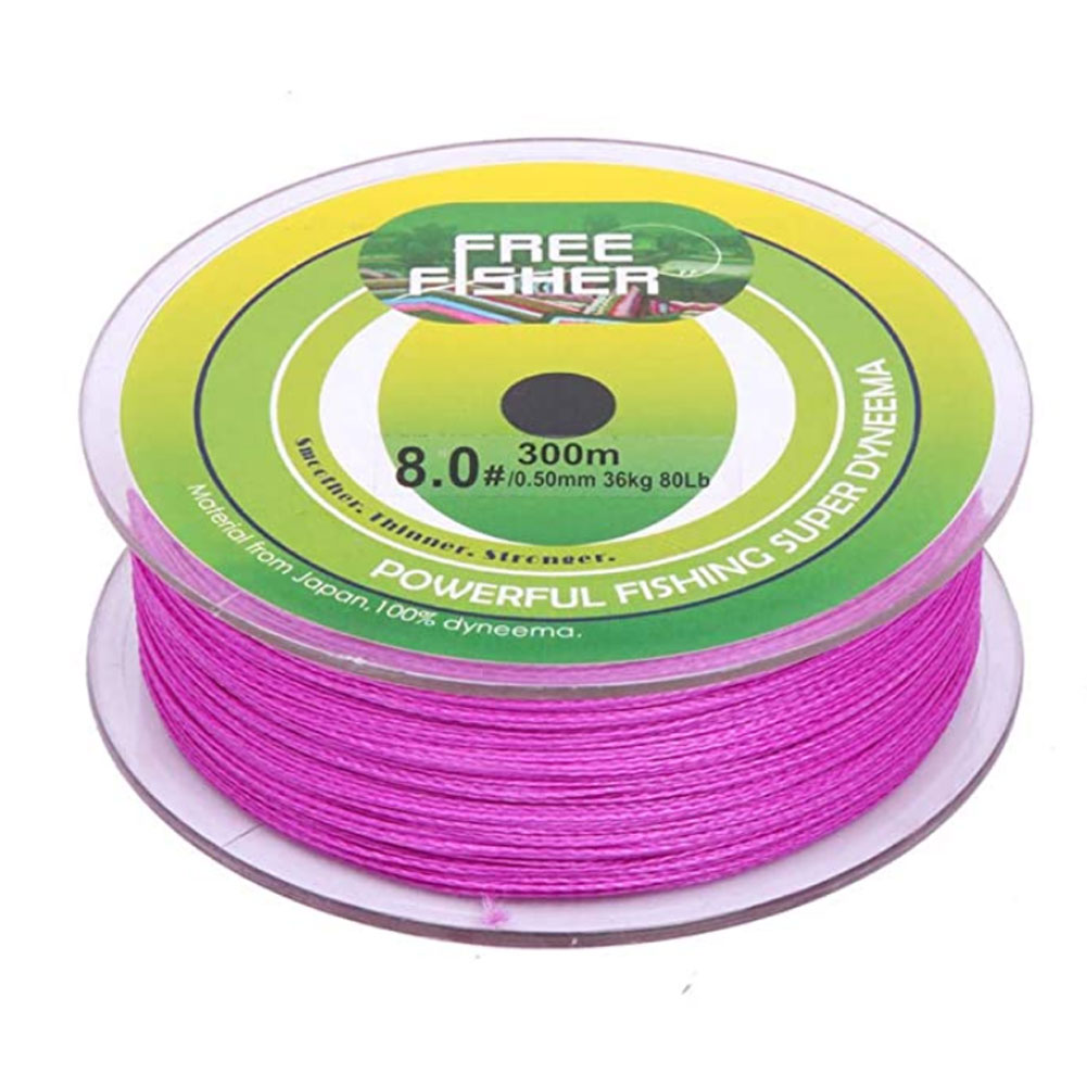 FREE FISHER  300m 4 Strands Pink Fishing Braid Line 8-80LB Multifilament 0.08-0.5mm PE Briaded Wire for Saltwater/Freshwater